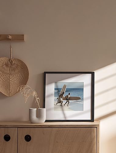 Miniatura 6 de HAUS AND HUES Marco de fotos de roble macizo de 12 x 12 pulgadas con paspartú de 8 x 8 pulgadas, marco cuadrado de 12 x 12 pulgadas, marco negro