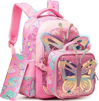 Meetbelify Backpacks for Girls School Backpacks with Lunch Box Pencil Case for Elementary Students Ages 8-10