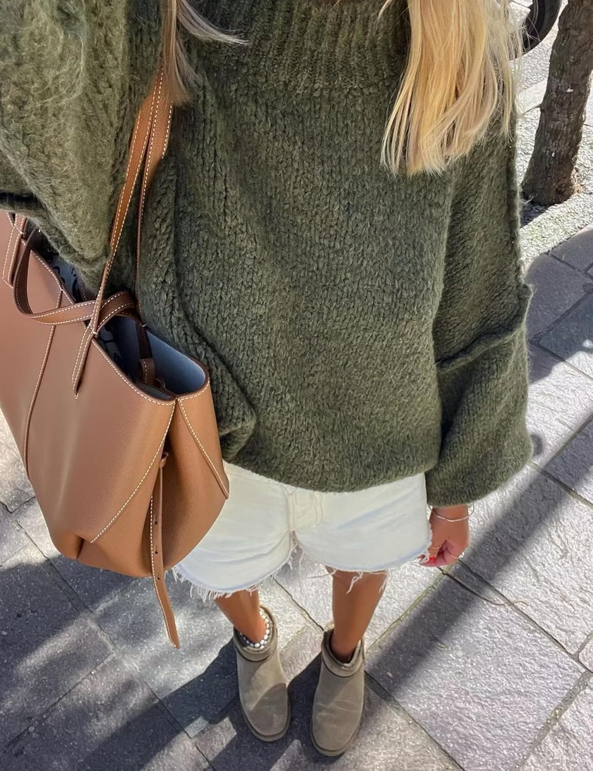 Women’s Oversized Fall Sweater 2026, Chunky Knit Crewneck Long Sleeve Fuzzy Pullover Tops - Image 2