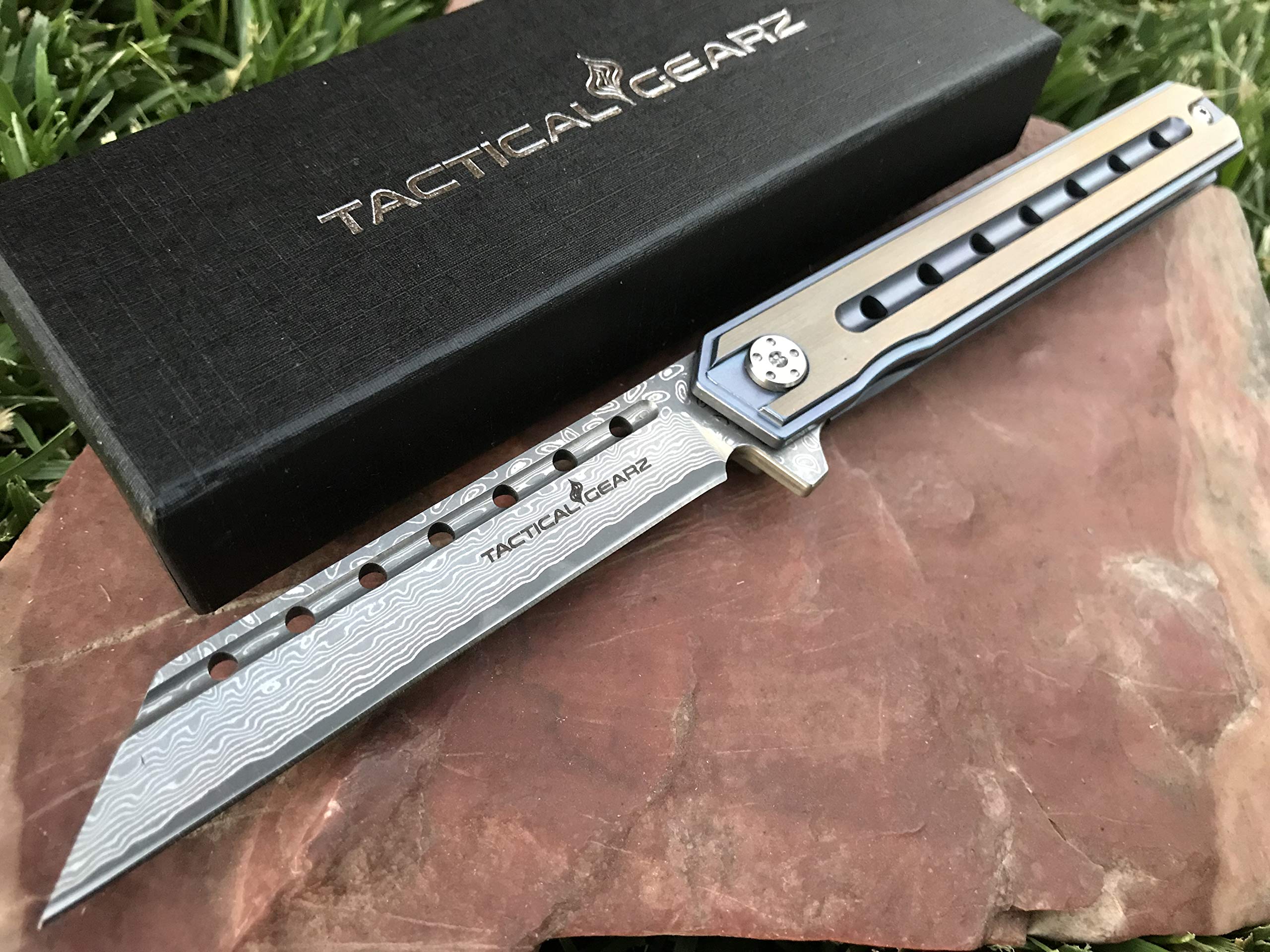 Buy GEARZ Damascus Pocket ! Onyx XT, Tc4 Titanium Handle! Damascus