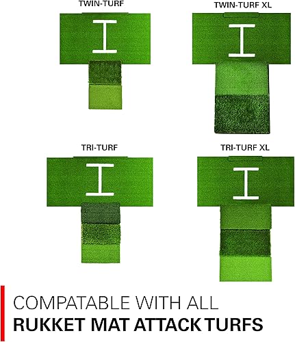 Miniatura 4 de Rukket Tri-Turf - Alfombrilla de golf de ataque, conducción portátil, astillado, ayuda de entrenamiento para patio trasero con camisetas ajustables