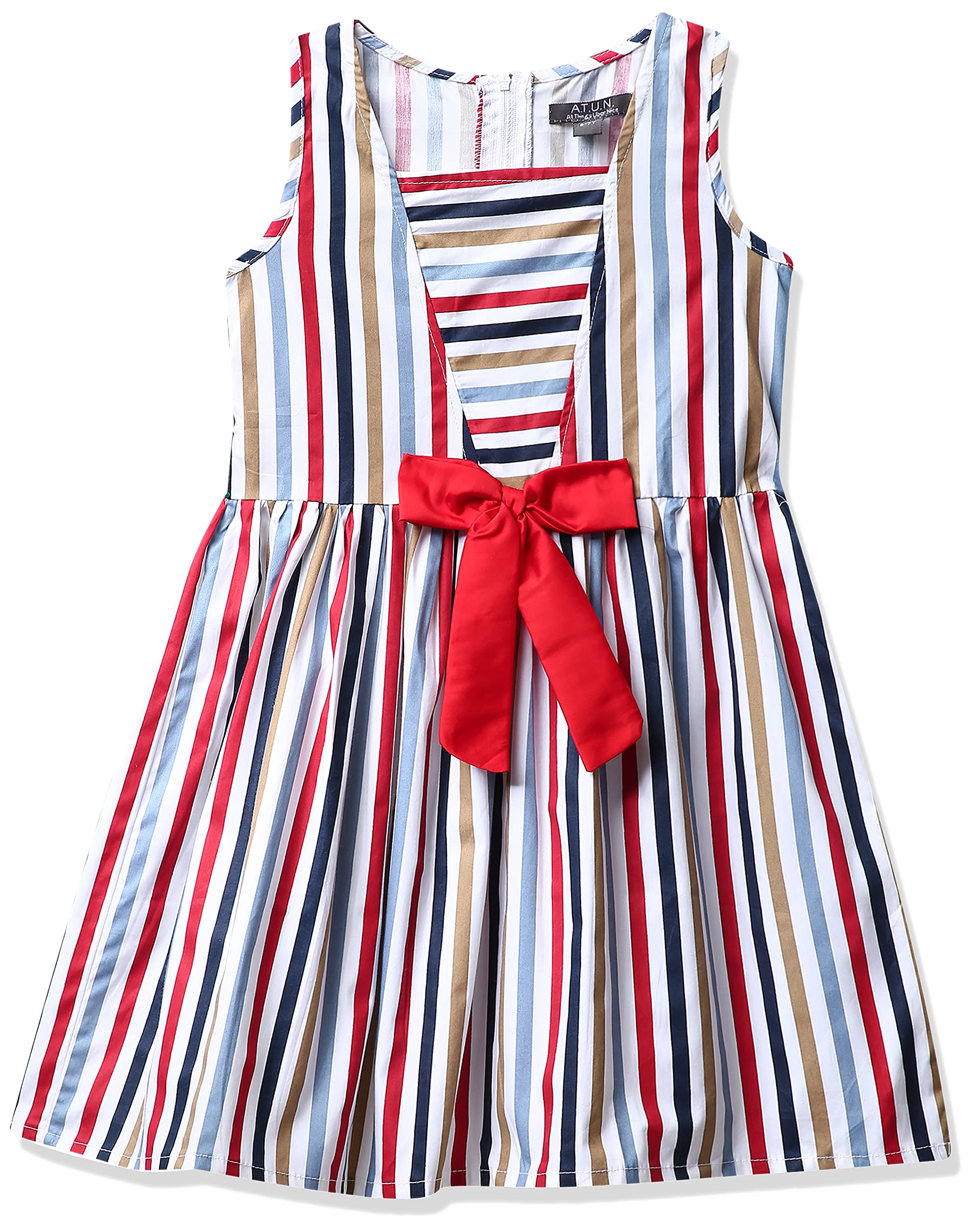 A.T.U.N. (ALL THINGS UBER NICE)Girl's Cotton Skater Knee-Length Casual Dress