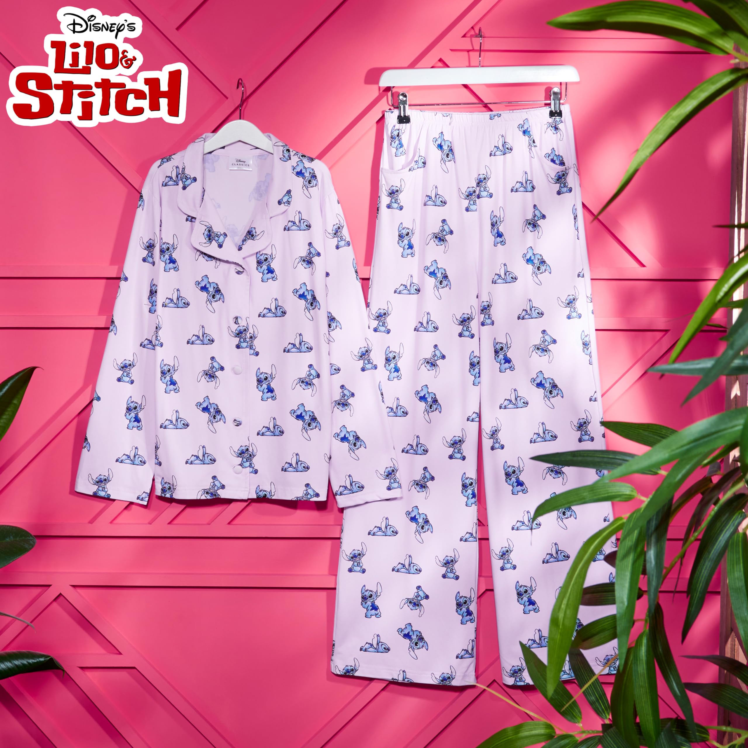 Disney Stitch Pigiama Bambina - Pigiama Ragazza 7-14 Anni Lungo con Bottoni - Gadget Stitch Regalo per Bambine