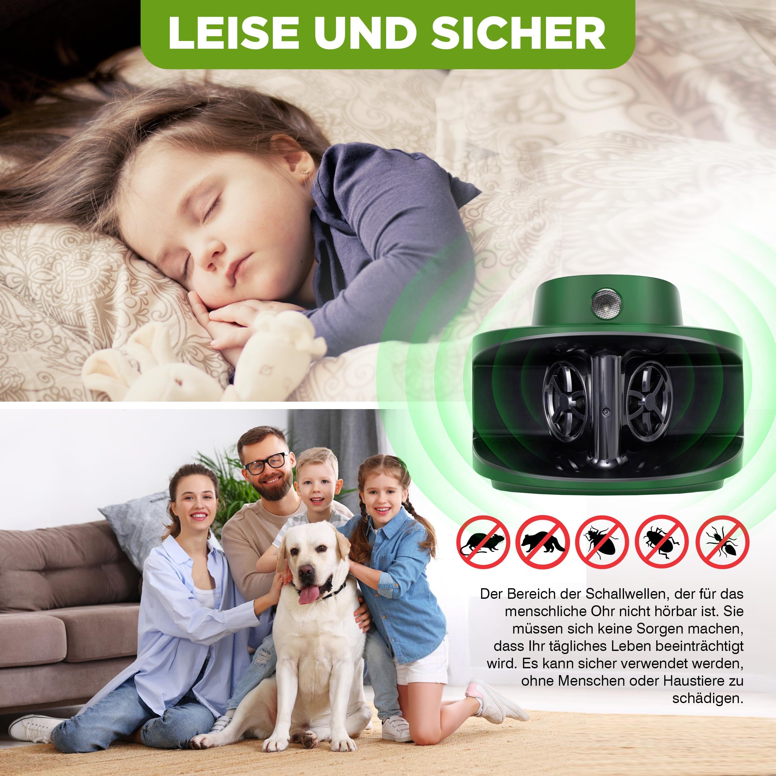 ISOTRONIC Ultraschall Mäuseabwehr zum Mäuse, Ratten, Kakerlaken & Waschbären vertreiben – Schädlingsvertreiber für Haus, Keller & Garten – Mäuseschreck ohne Gift – 40m² Wirkungsbereich (2 Stück)