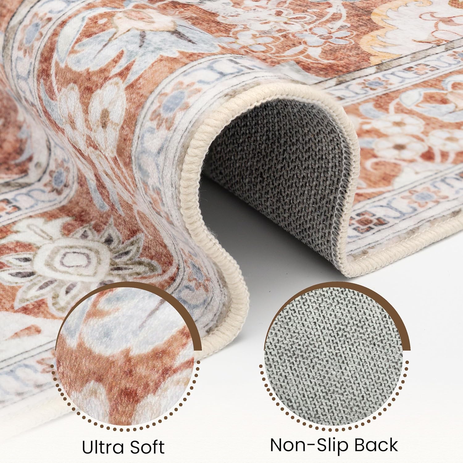 washable area rug 4x6 | non slip area rug for living room, bedrooms, dining room | ultra-soft flannel carpet area with rubber backing (brick red, 4x6) brick red 4' x 6' (rectangular)