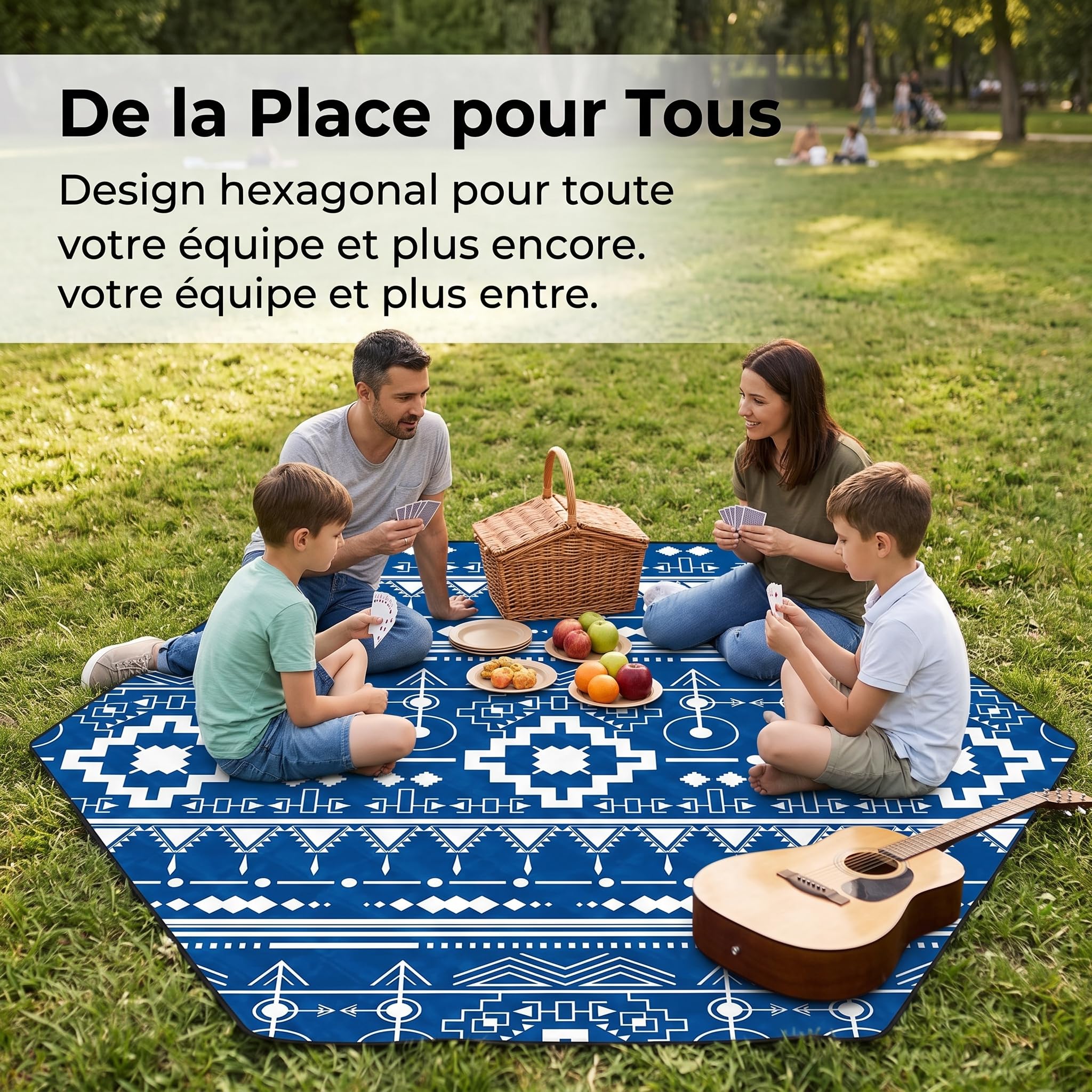Tapis Pique-Nique Hexagonal, Couverture Pique Nique imperméable et Nappe Sol extérieur pour activités en Plein air