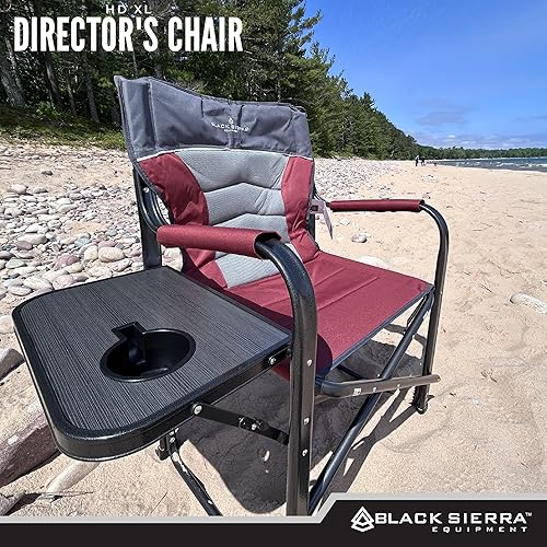 Miniatura 9 de XL Directors Silla con mesa auxiliar plegable, silla de campamento resistente soporta 400 libras, asiento plegable para exteriores de gran tamaño
