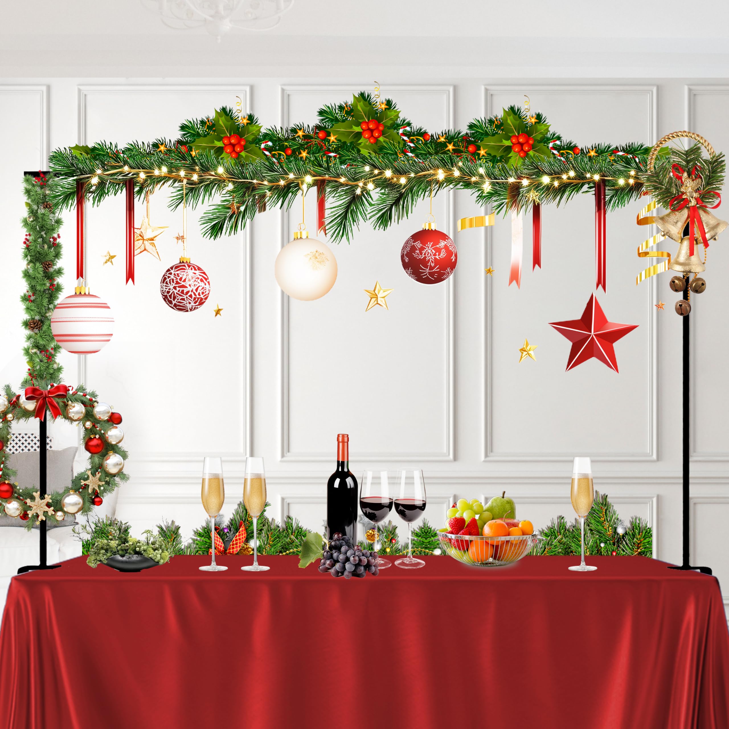 Over The Table Rod Stand with Clamps 49-102" Adjustable Metal Balloon Arch Stand Flower Table Arch Suitable for Birthday,Party,Wedding,Xmas Decoration,Black