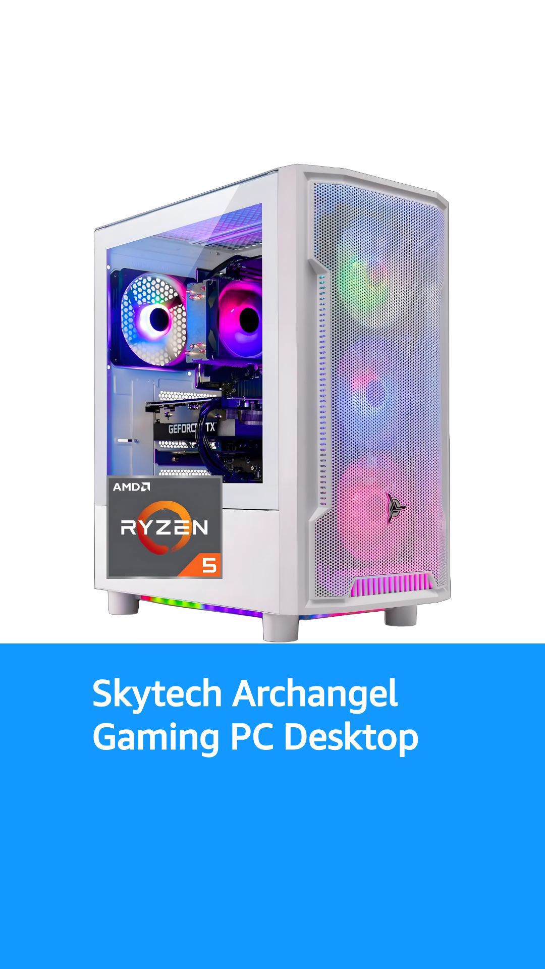 Skytech Archangel Gaming PC Desktop, Ryzen 5 5500 3.6 GHz (4.2GHz