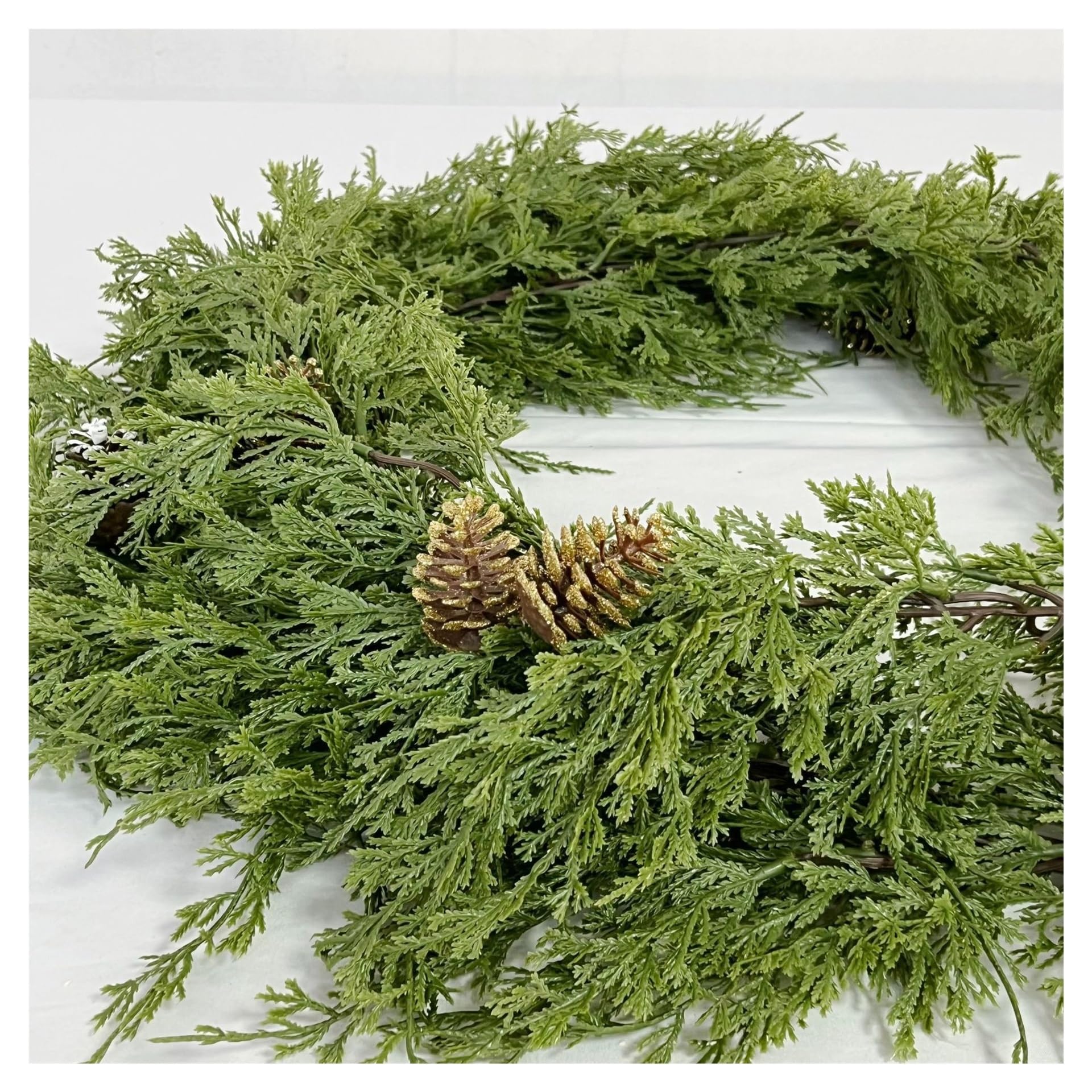 Künstliche Weihnachtsgirlande – Zedern-, Kiefern- und Zypressenranken for Treppen, Kaminsims und Tischdekoration(180cm)