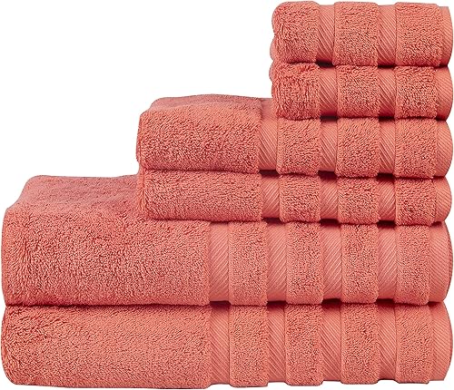 Juego de 6 toallas de baño de algodón de lujo, súper suaves y de secado rápido, ultra absorbentes, para baño y playa