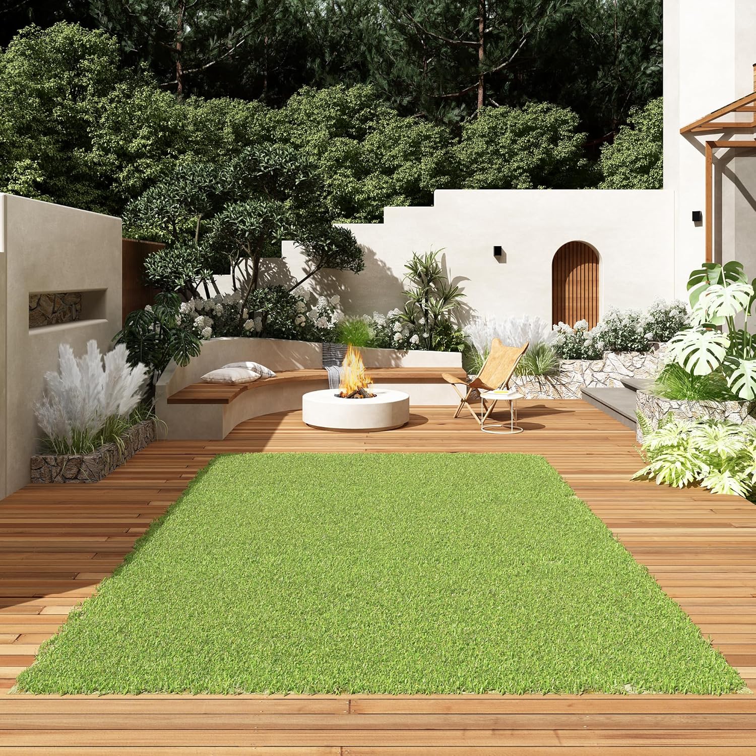 Artificial Grass Turf Lawn-6.5 Feet x 10 Feet, 0.4" Indoor Outdoor Rug Synthetic Grass Mat Fake Grass