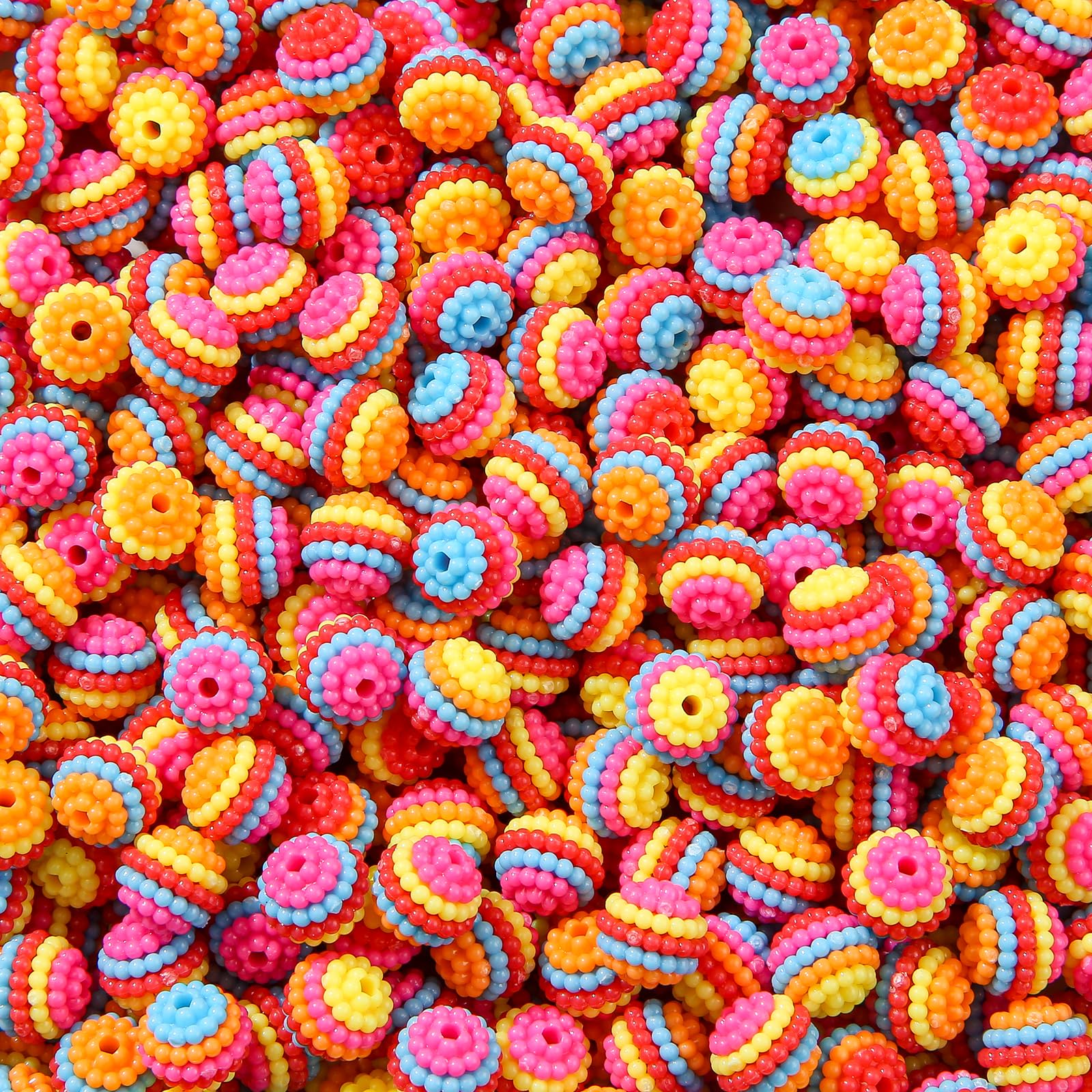 Photo 1 of BERMRO 10mm Acrylic Beads Rainbow Stripes Color Beads 400pcs Acrylic Beads Assorted Colors Round Bubble Bead for DIY Craft Jewelry Necklace Making (Rainbow)