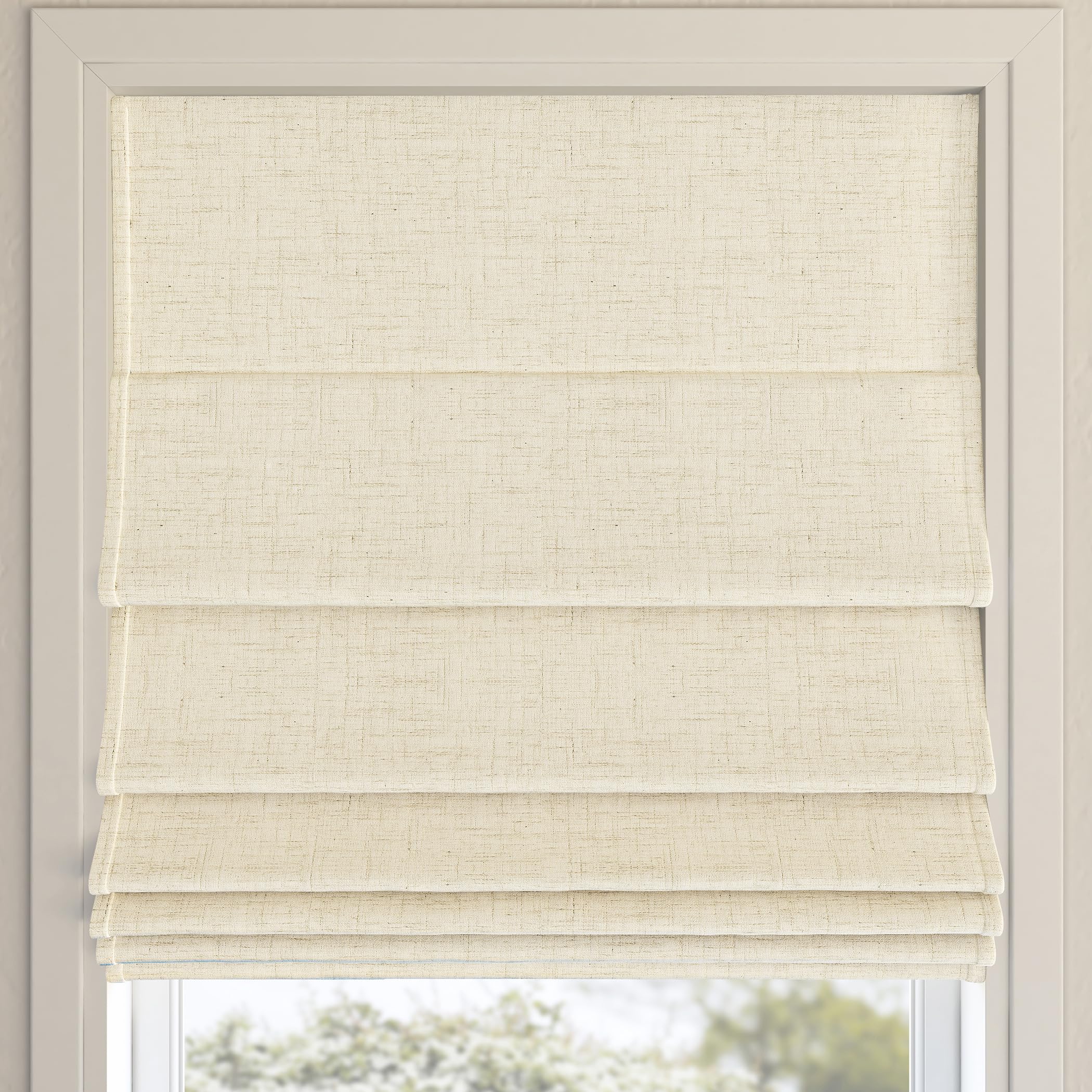 sun zero seraphina textured 100% blackout cordless roman shade, 31" x 64", beige
