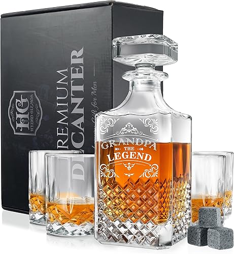 Miniatura 40 de Juego de decantador de whisky para hombres con 4 vasos, bourbon, ron, whisky, juegos de decantadores transparentes – Regalos de whisky para hombres