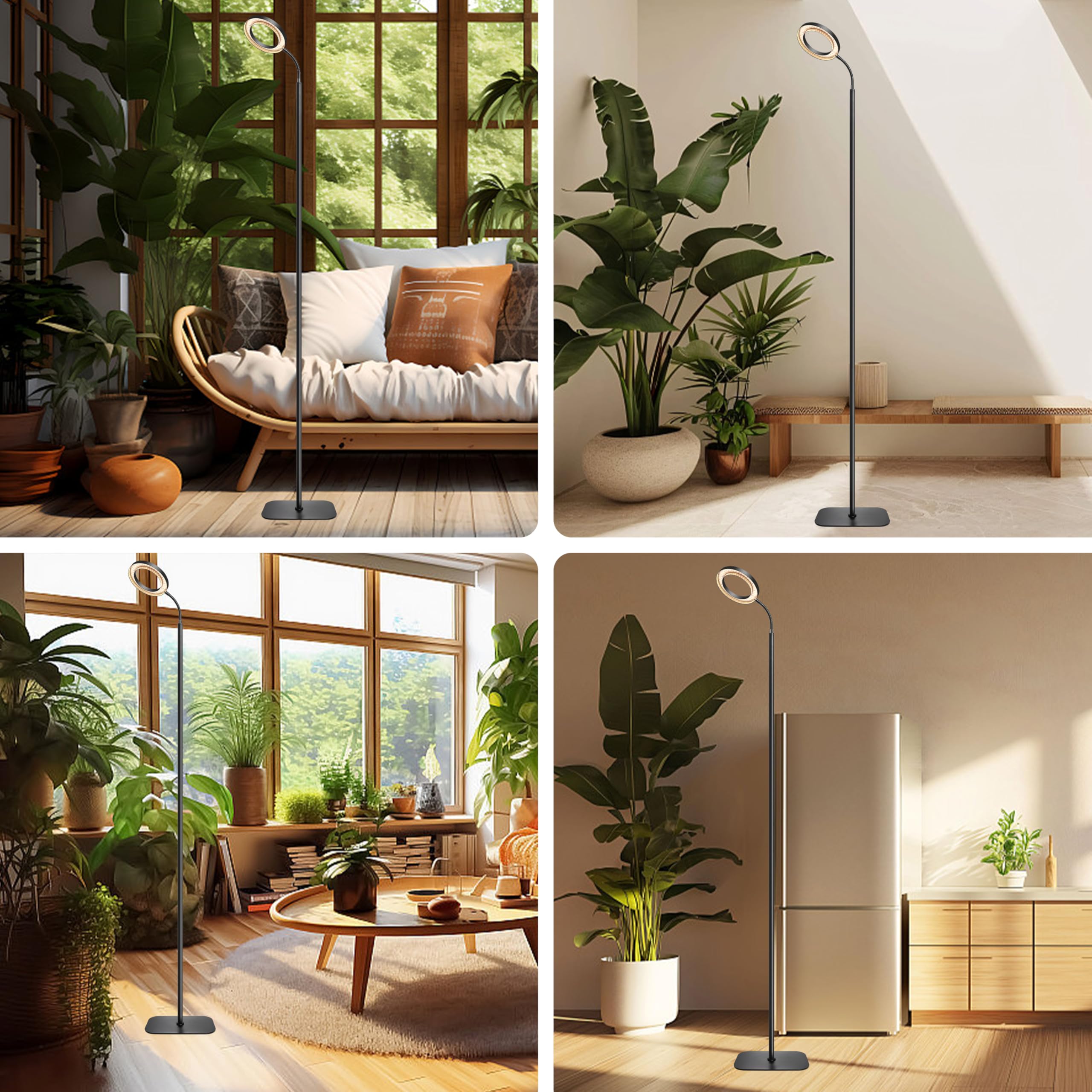 Lámpara LED de espectro completo para plantas de interior, temporizador de 3/9/12 h, 10 niveles de intensidad regulable, altura ajustable, 3000 K para plantas altas, grandes y pequeñas