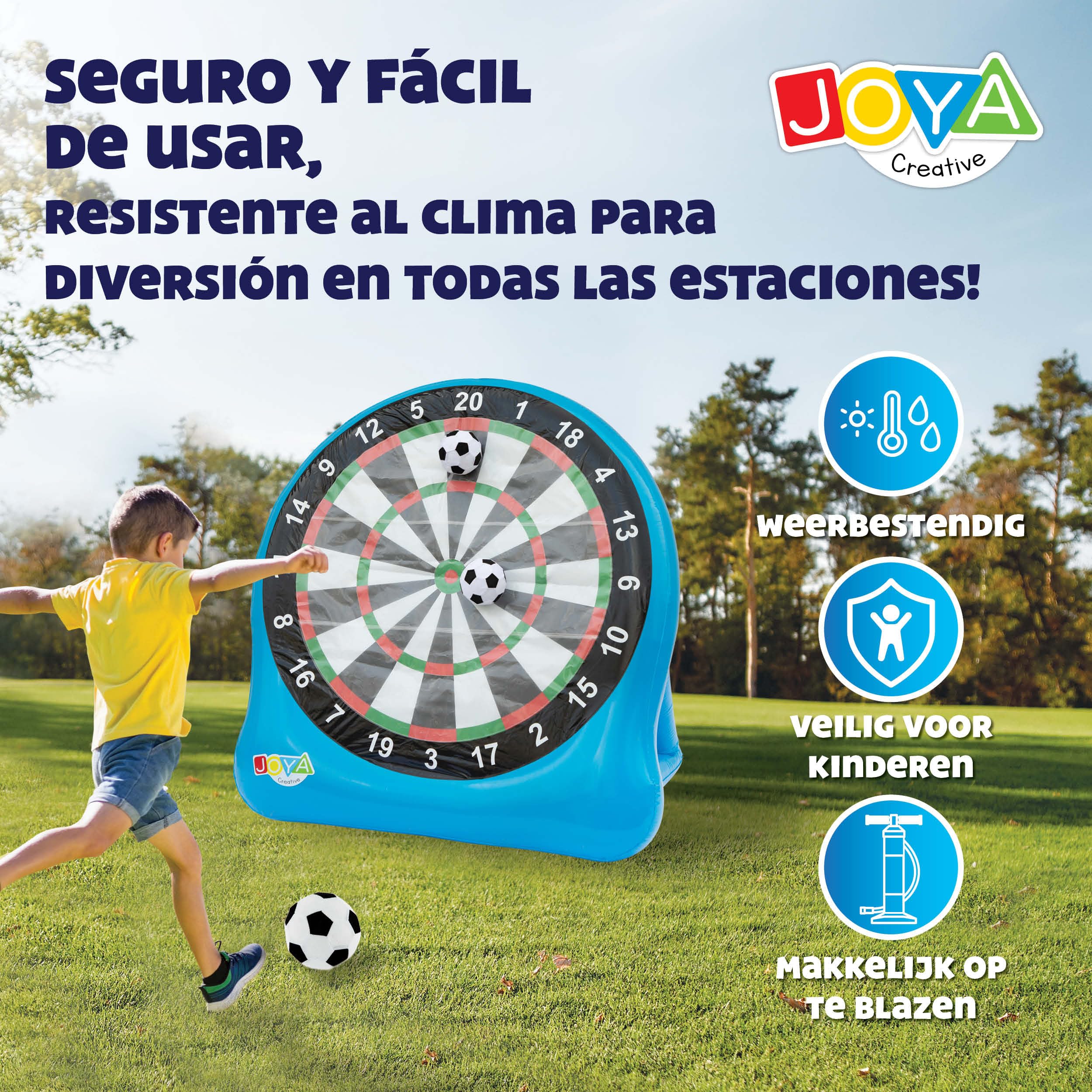 Juego de dardos de fútbol XXL hinchables, juego de dardos de fútbol para exteriores, XXL para jardín, incluye 3 pelotas y kit de reparación, ideal para fiestas en el jardín, eventos y