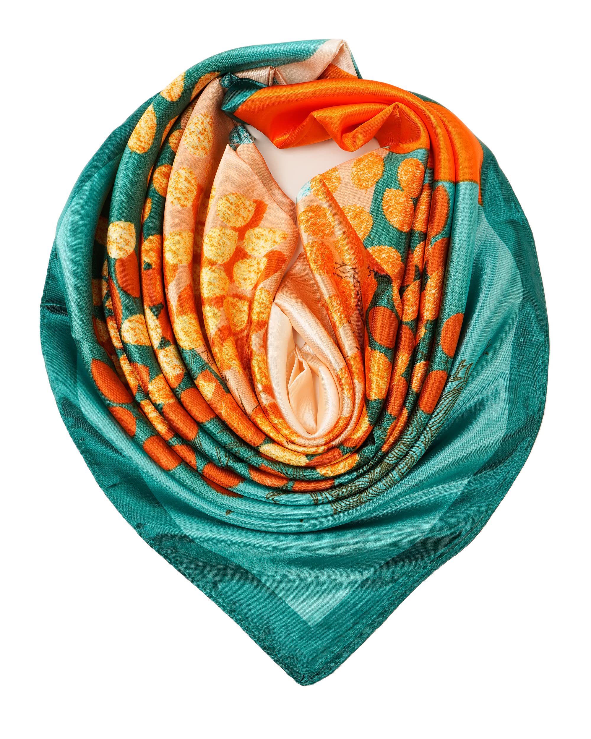 YOUR SMILESilk Feeling Scarf Women's Fashion Pattern & Solid Color Large Square Satin Headscarf