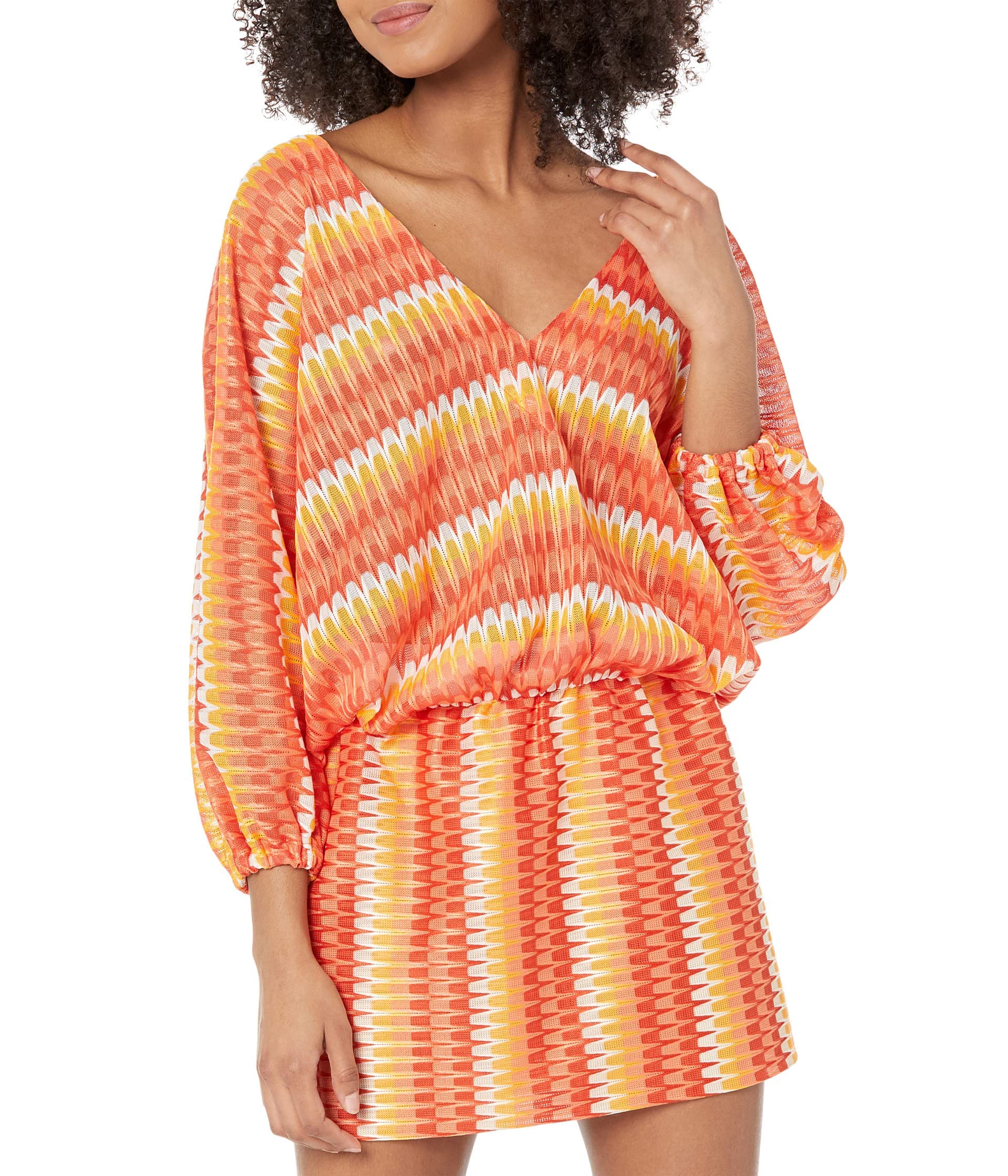 Trina Turk Damen Sunray Tunika mit Drapierärmeln-Badeanzug Cover Ups Überwurf für Schwimmbekleidung