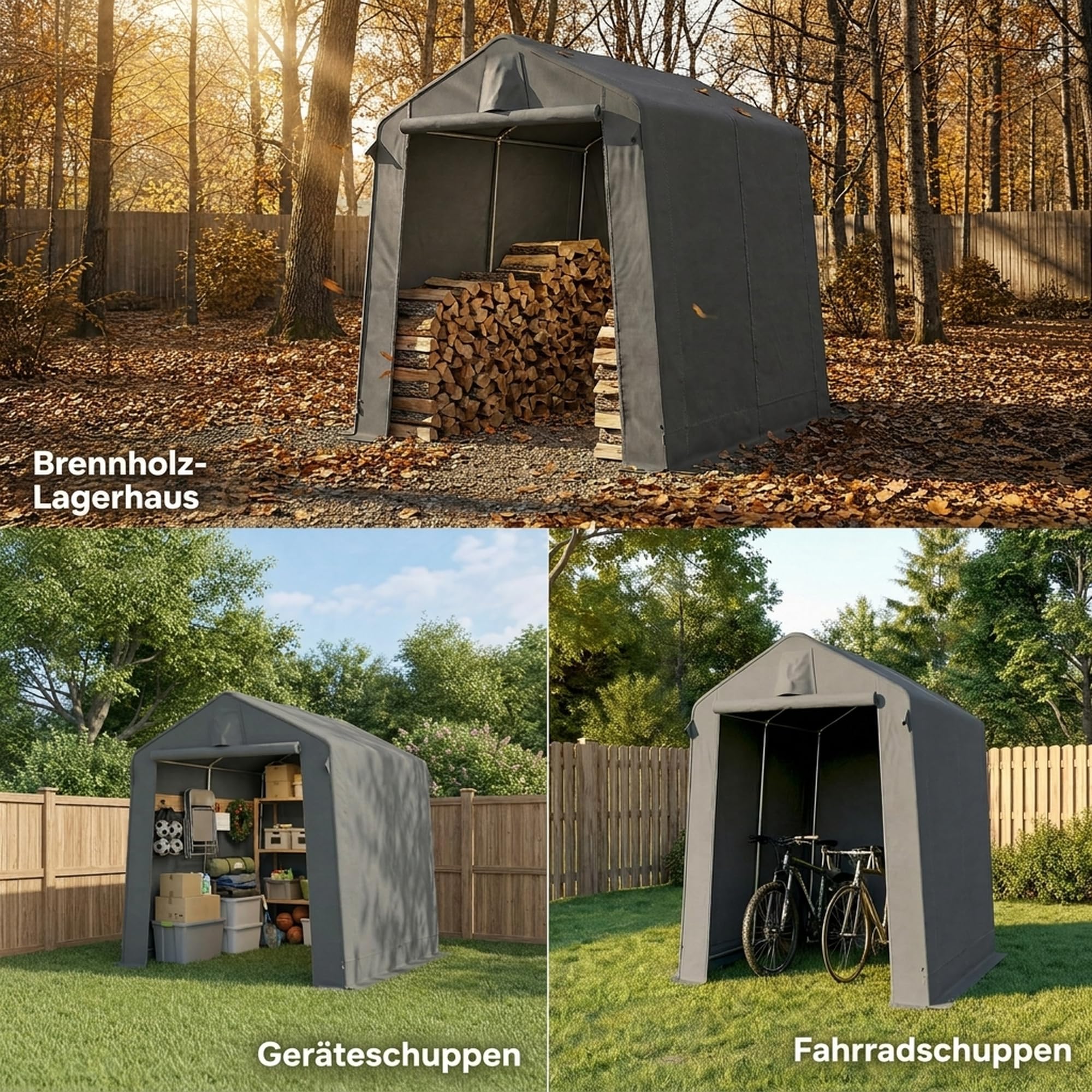 Outsunny Garaż namiotowy 2,3x1,9m wodoodporny z wentylacją ciemnoszary