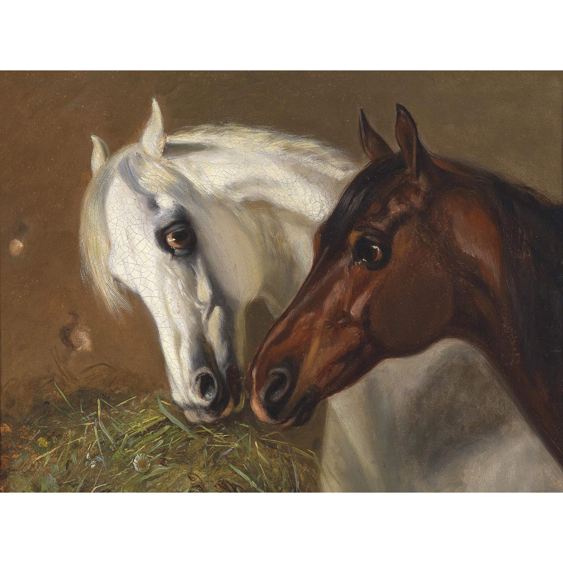 Artery8 Volkers Two Horse Heads Painting Large Wall Art Poster Print Thick Paper 18X24 Inch