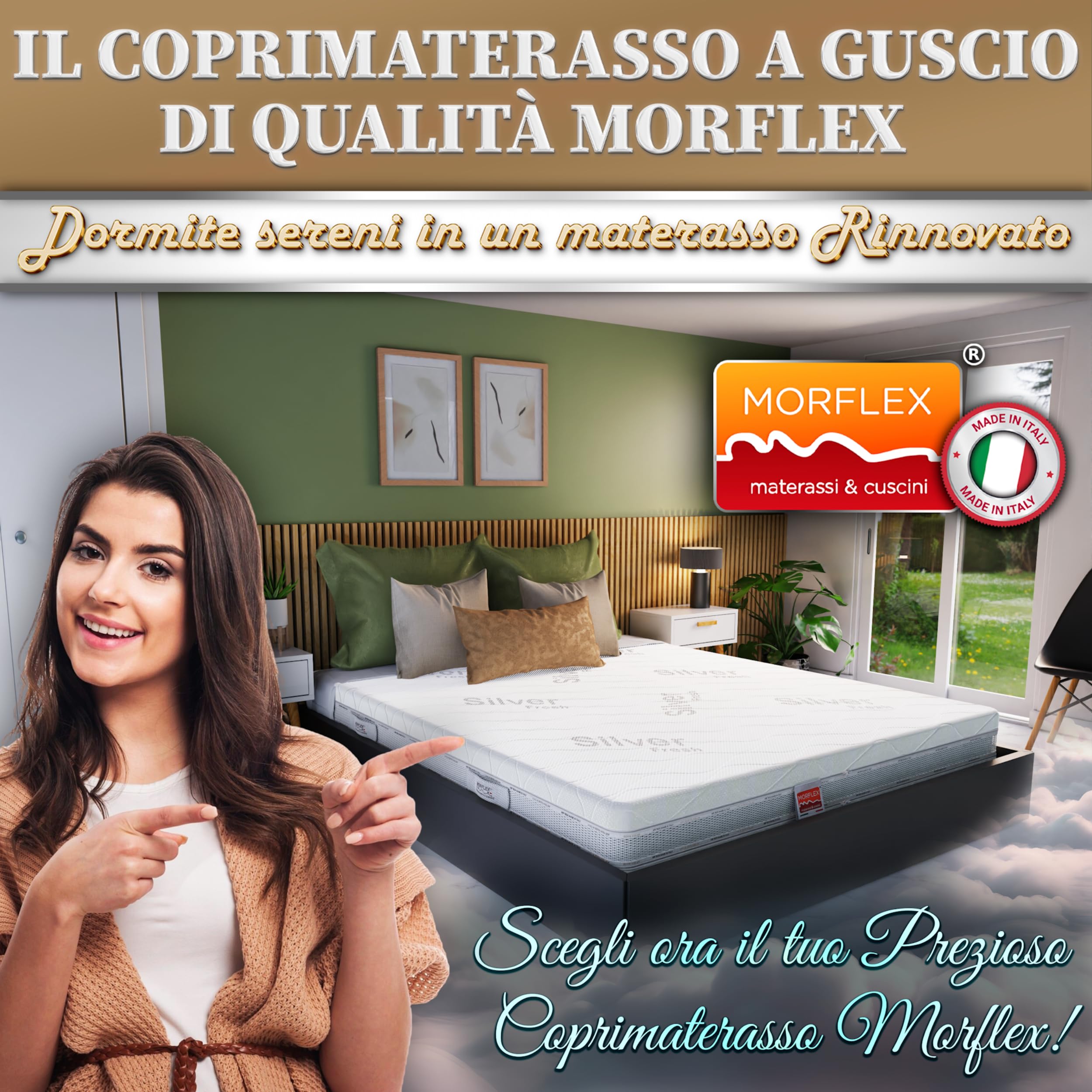 COPRIMATERASSO MATRIMONIALE 160X190 h20 Fodera Materasso Matrimoniale con Cerniera, Ideale Guscio per Materasso Sfoderabile con comoda Zip, Coprimaterasso Antiacaro Traspirante, Morflex Made in Italy