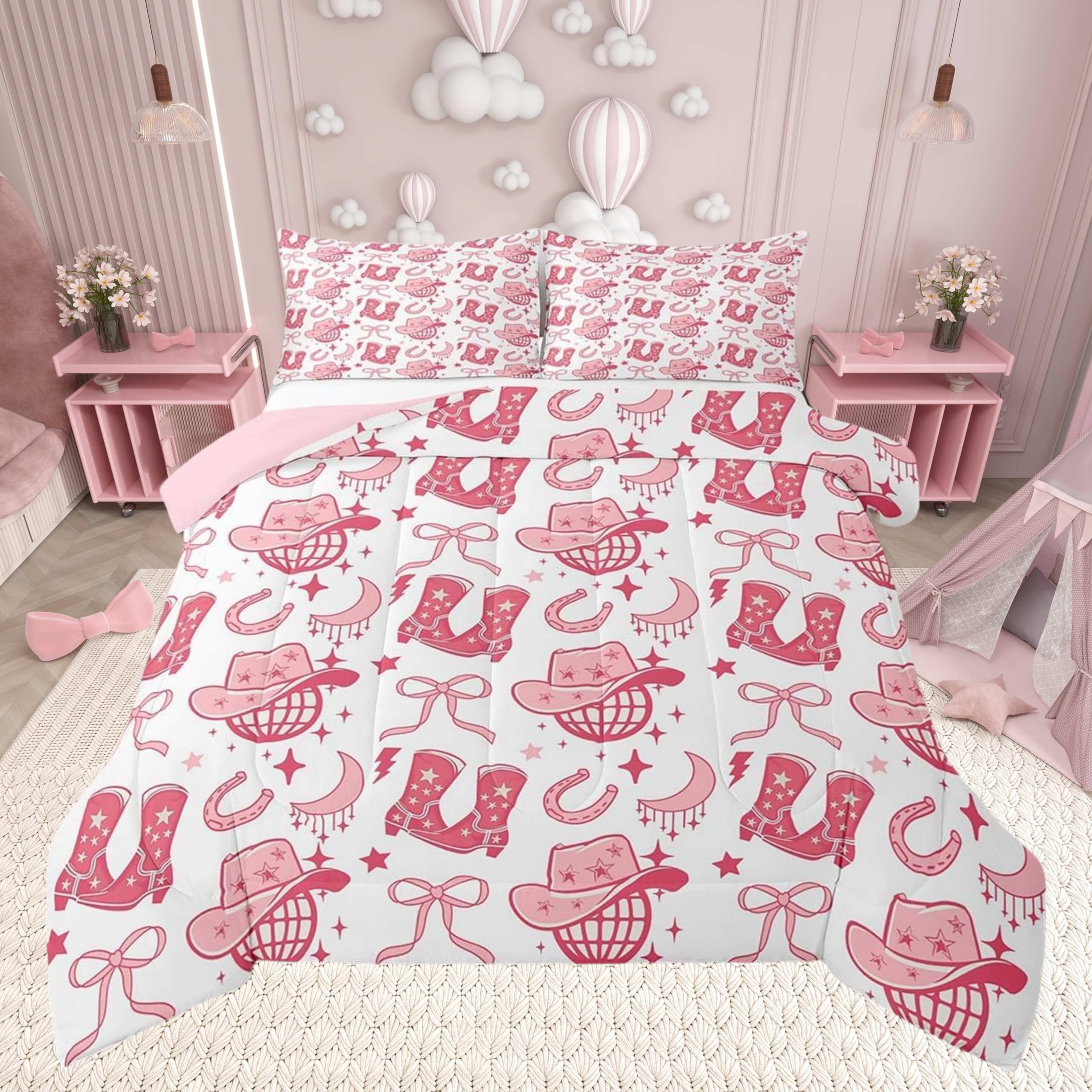 Cute Castle Fairy Comforter Set - Pink Bow Bedding -30 Cute Castle Fairy Comforter Set - Pink Bow Bedding -30