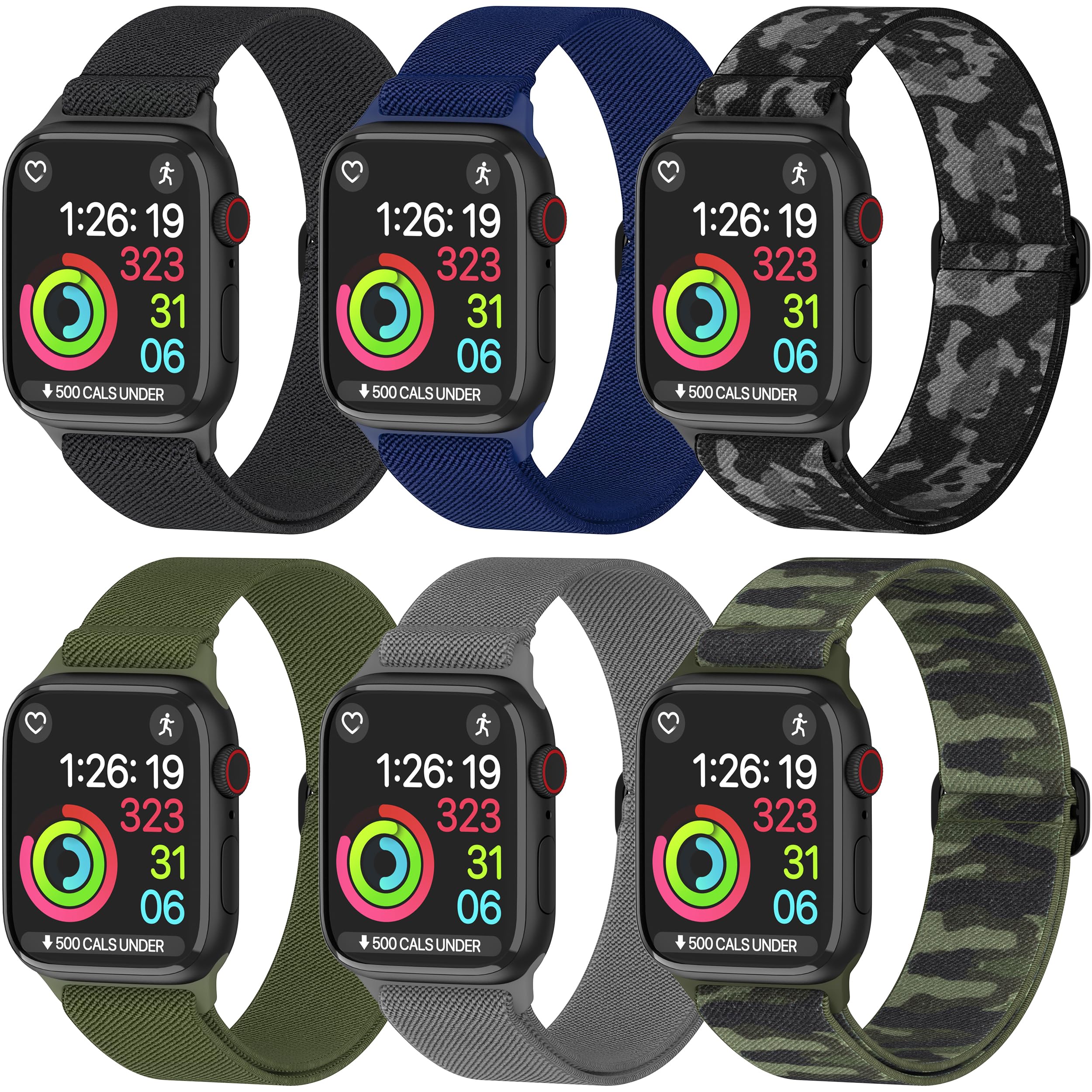 Nylon Apple Watch Bands Unisex - iWatch 1/2/3/4/5/6/7/8/9/SE/Ultra 2 Bands for 38mm/40mm/41mm/42mm/44mm/45mm/49mm - 1/4/6/8 Variety Multipac