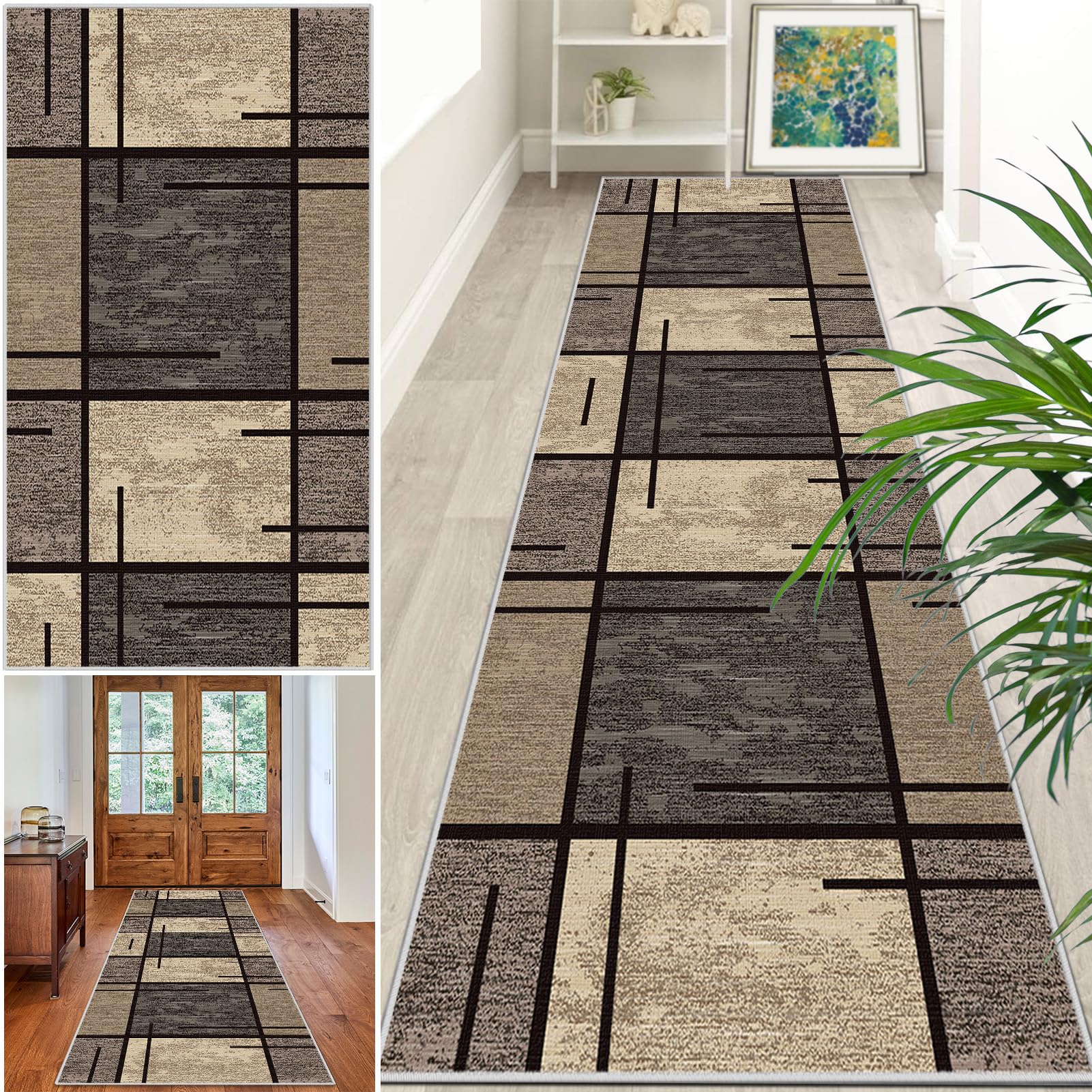 Extra Long Runner Rugs for Hallway Non Slip Carpet Absorbent Runner Rug Carpet Runners for Kitchen Hallway Runner Kitchen Rug Entrance Large 70 x 450 cm Stair Runner Rug Machine Washable Door Mat