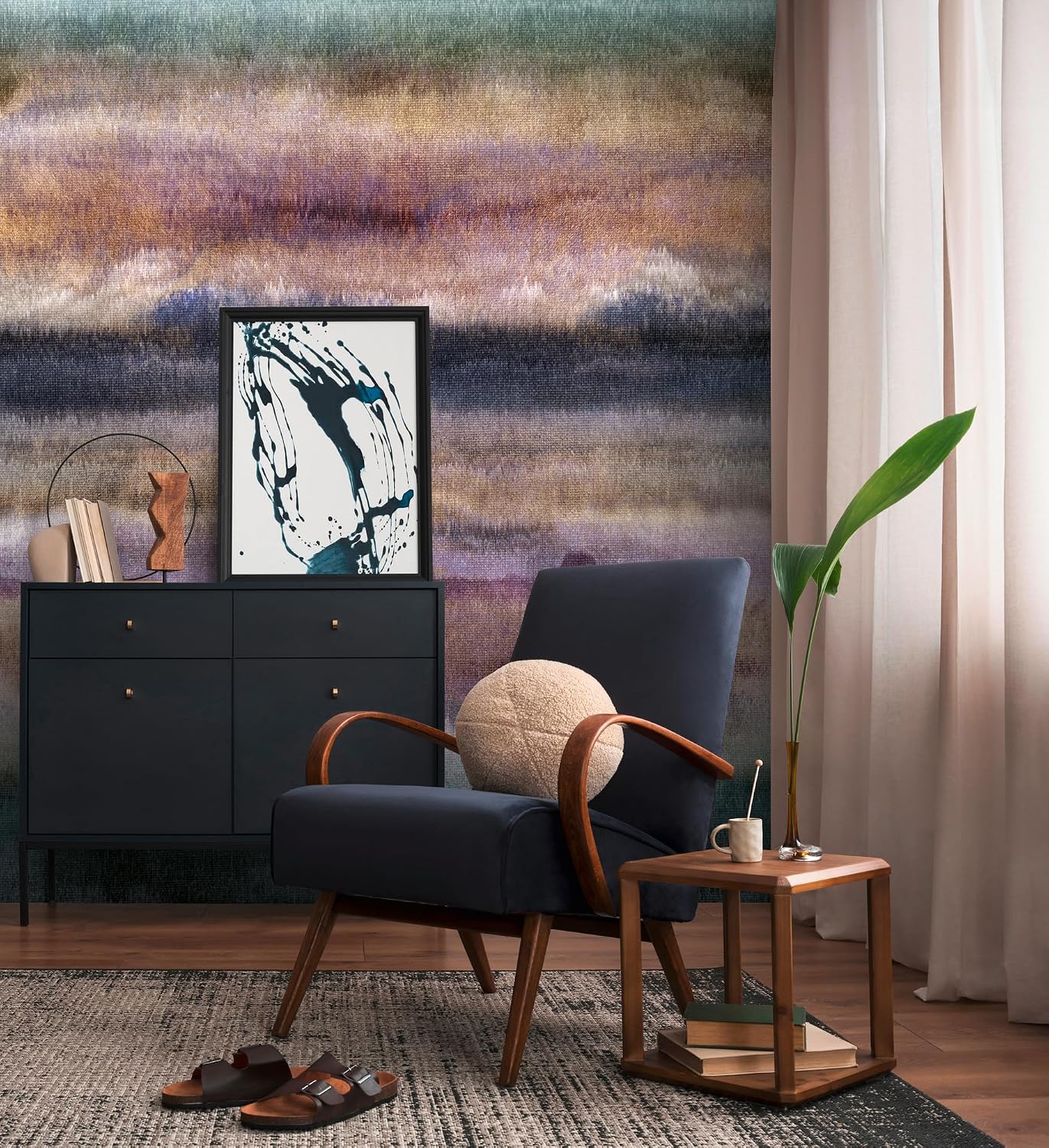 Livingwalls Photo Wallpaper Design in Colourful, Blue, Purple - High-Quality Non-Woven Wallpaper 398911 with Motif on 3.71 m x 2.80 m - Made in Germany