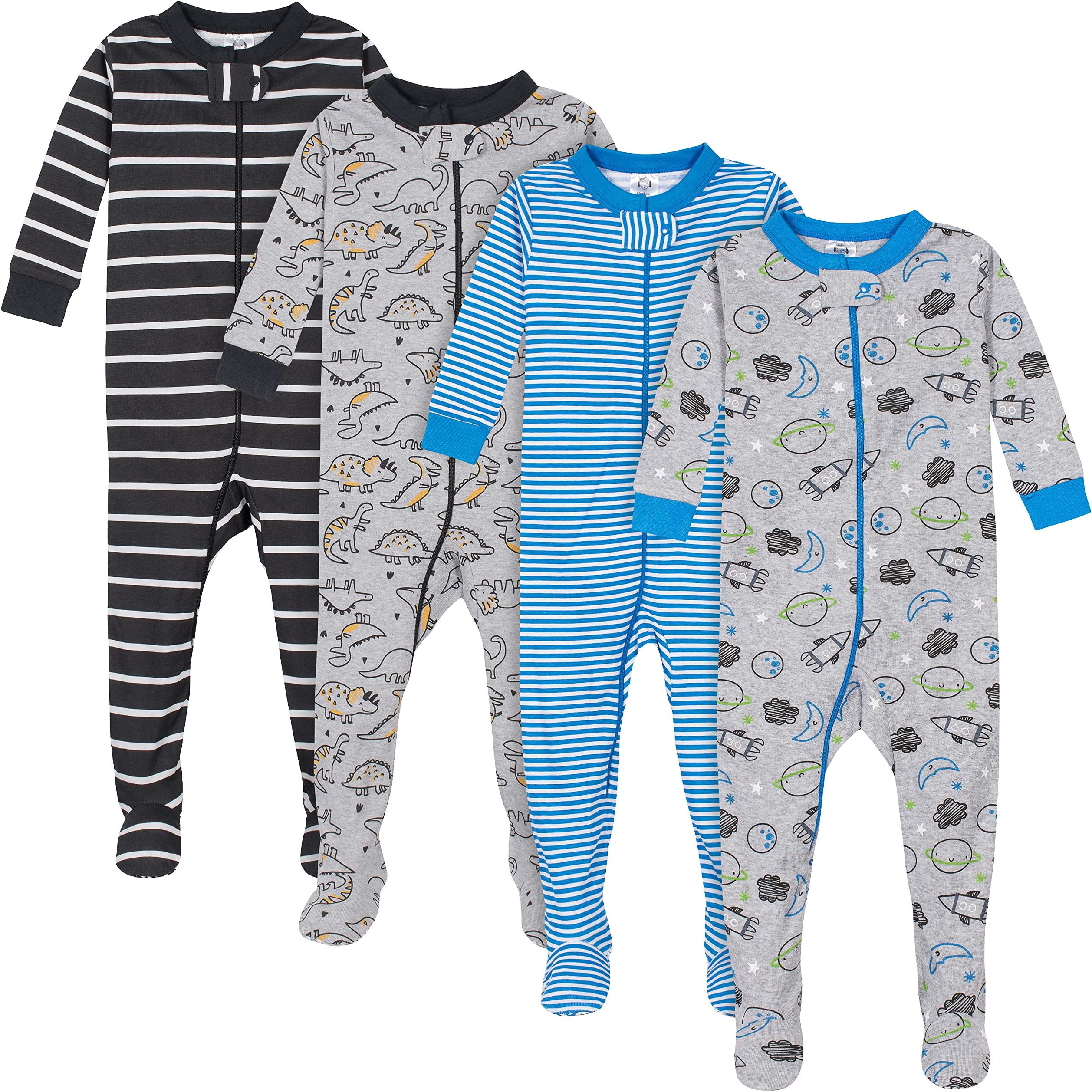 Gerber Baby Boys' 4-Pack Footed Pajamas