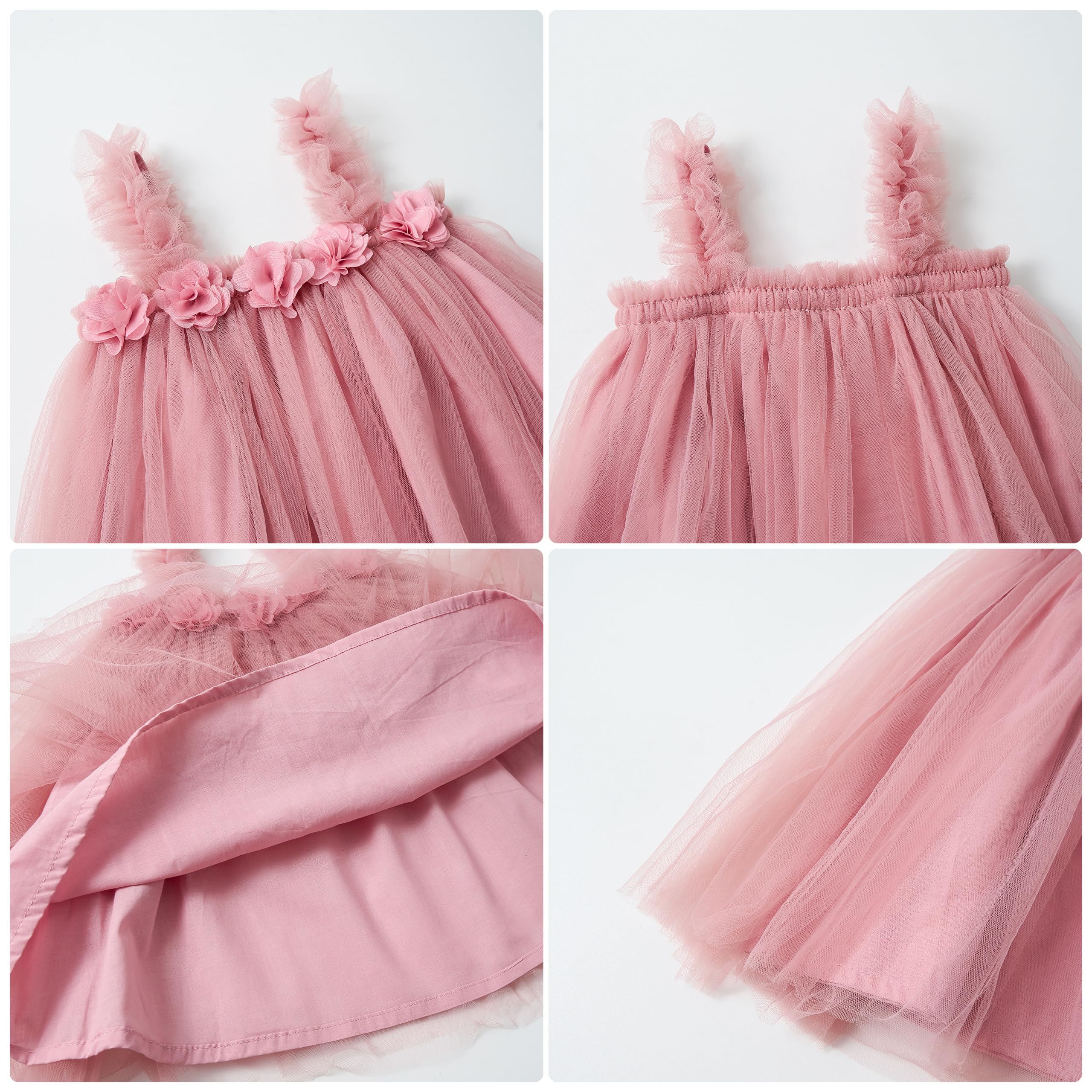 Miipat Bebés Niña Vestidos de Princesa de Tul Tutú para Niños Pequeño Vestido con Diadema de Flores para Fiesta de Cumpleaños Sesión de Fotos
