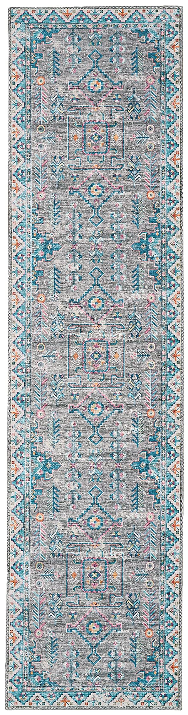 Linon Home Decor Products The Anywhere Washable Rug Shalonda Grey Green 2 X 8 Runner Rug