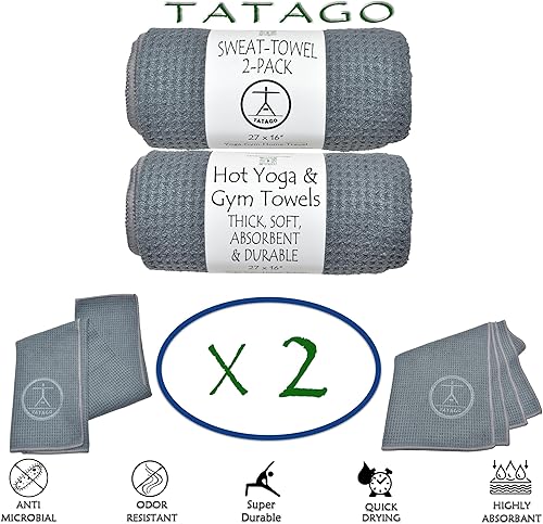 Miniatura 5 de Tatago Toalla de mano y sudor para yoga caliente, suave y absorbente, de secado rápido, de microfibra antideslizante para tapete de yoga XL o