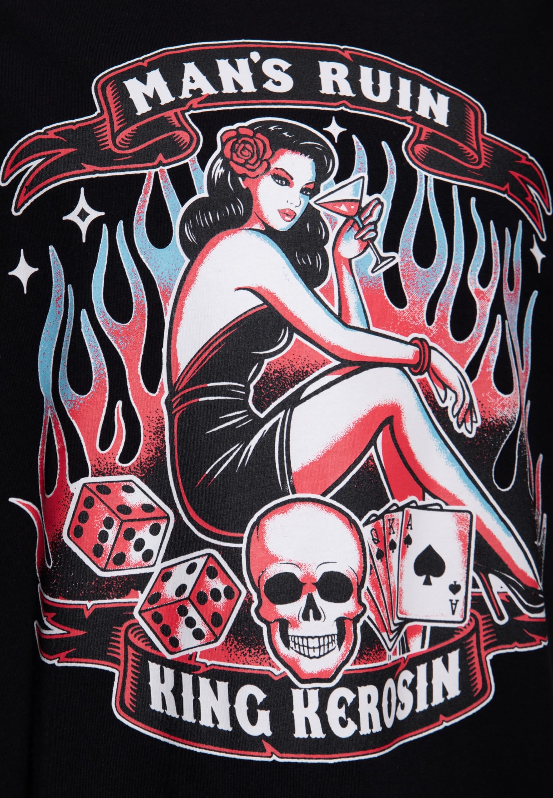 King Kerosin Męski T-shirt z nadrukiem Rockabilly Artwork Man's Ruin