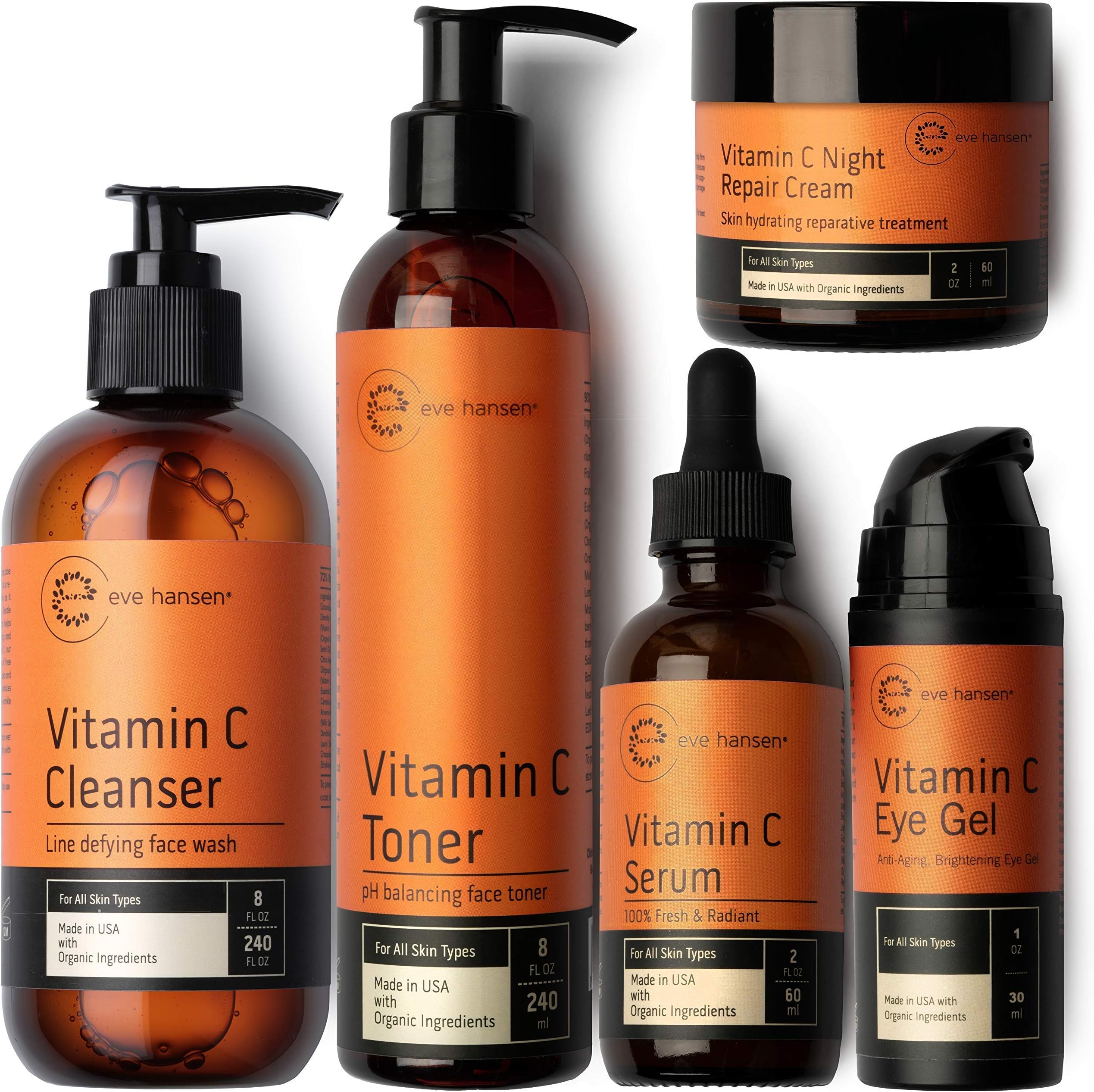 Classic Vitamin C Brightening Set | Your Entire 5-Step Daily Routine to Improve Skin Tone, and Reduce Dark Spots & Fine Lines for All Skin Types