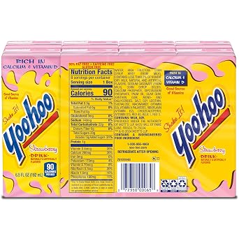Yoo-hoo Strawberry Flavored Drink, 6.5 fl oz Boxes, 32 Count (4 Packs of 8), Ready to Drink, Caffeine-Free, 99% Fat-Free, High in Calcium & Vitamin D