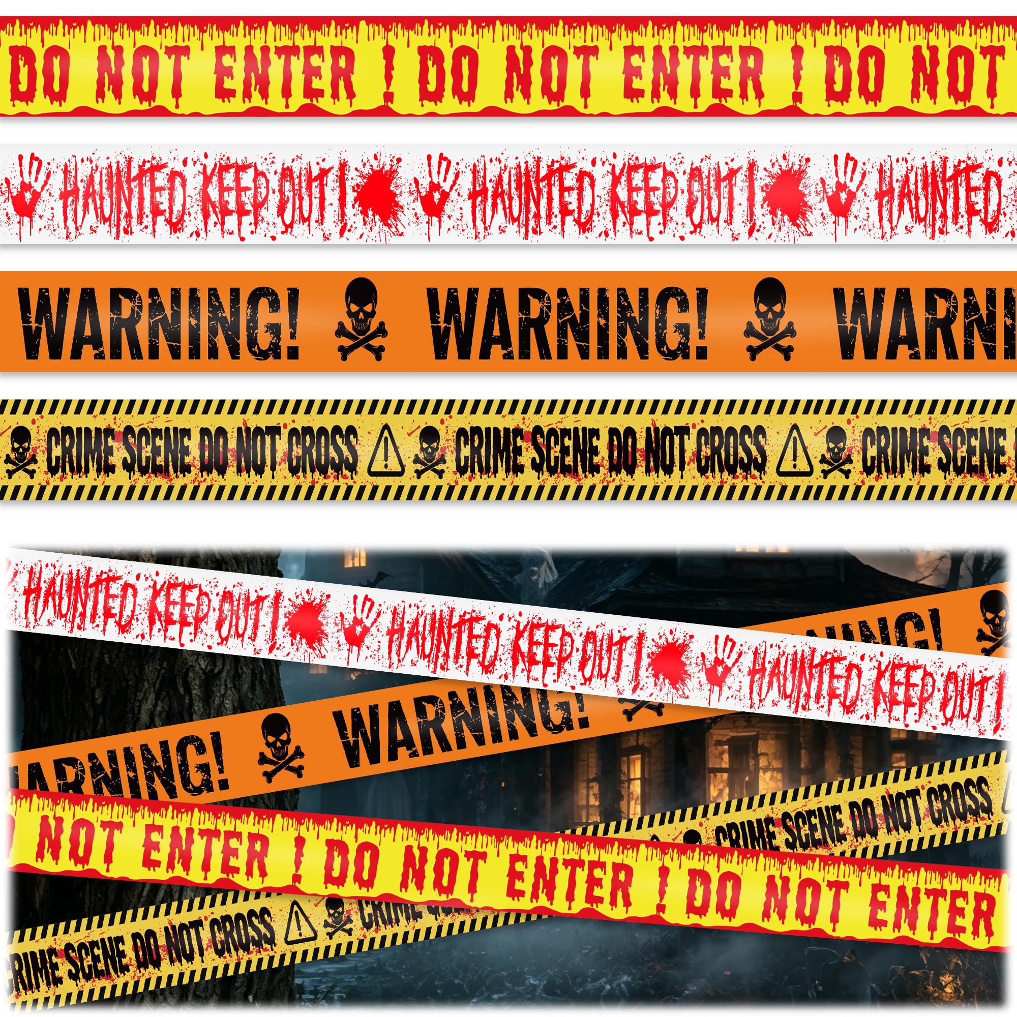Holuaoo Halloween Caution Tape Decorations--4 Pcs