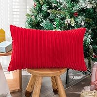 Vista 109 de UGASA - Fundas de almohada decorativas de terciopelo suave y sólidas de Navidad para sala de estar/sofá, 16 x 16 pulgadas, 2 unidades, color burdeos