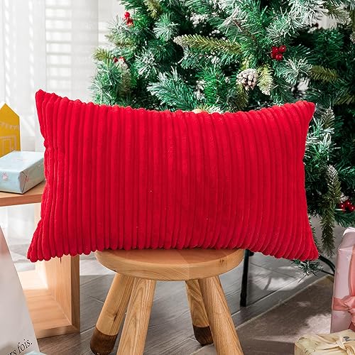 Miniatura 528 de UGASA - Juego de 2 fundas de almohada de terciopelo a rayas, funda decorativa para cojín con cremallera oculta para el hogar, sofá, dormitorio,