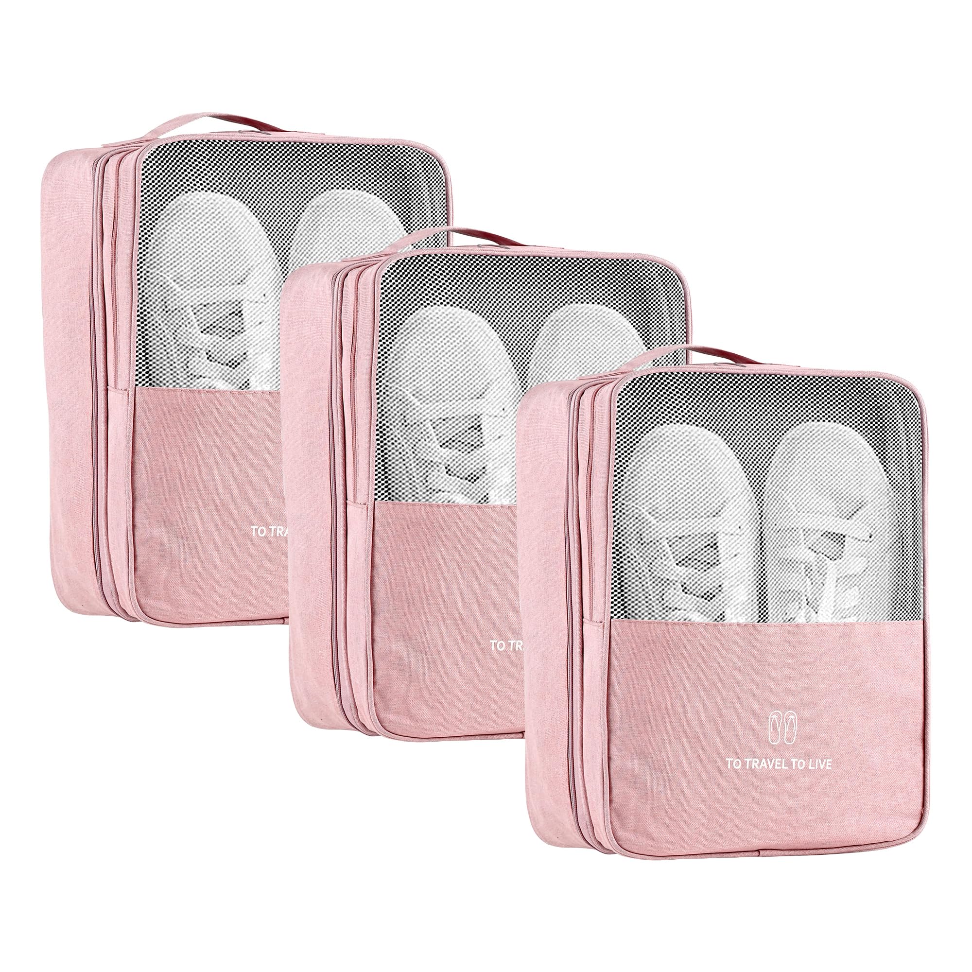 Kuber Industries Pack of 3 Waterproof & Anti-Wrinkle Shoe Bags for Travelling with 3 Layers | Durable Shoe Pouch for Travel | Shoe Organizer for Hassle-Free Travel Shoe Bags | YJ-29-PNK | Light Pink-picture-22
