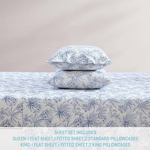 Miniatura 5 de Tommy Bahama - Juego de sábanas de 100 % algodón percal, fresco y ligero, absorbe la humedad, tamaño King, bolígrafo y palma de tinta