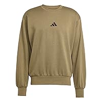adidas Uomo Essentials FEELCOZY Fleece Sweatshirt, Olive Strata/Black