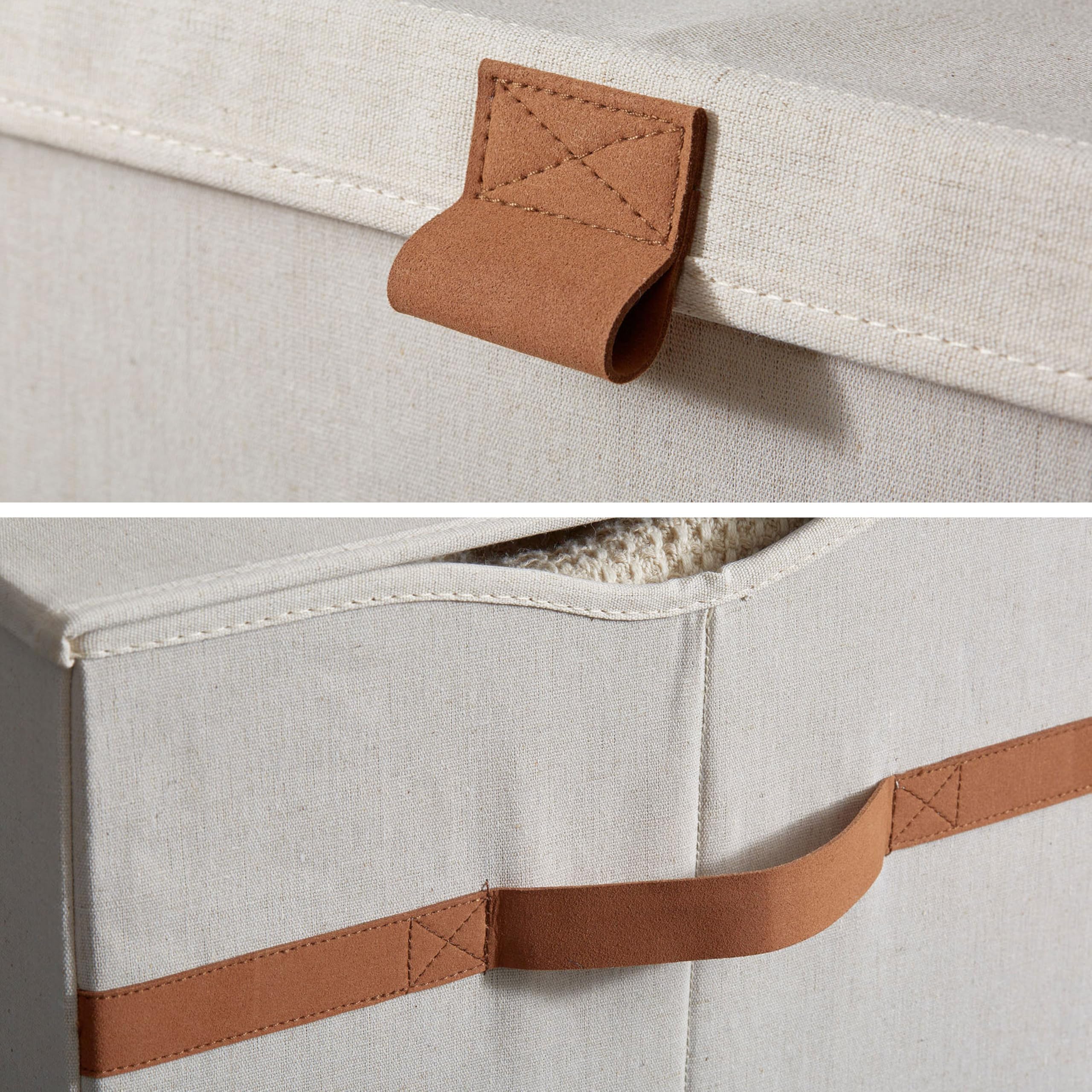 Love It Store It - Collecteur De Linge Avec Couvercle Premium - En Lin - Pliable - Avec Poignées