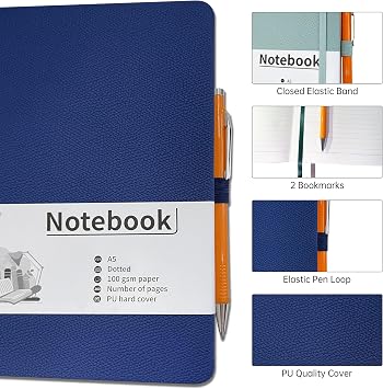 Mlife A5 Notebook-Bullet Dotted Journals,200 Pages Hardcover Dotted Notebook,100 Gsm Thick Paper,PU Hard Cover,Notepad 5.75 x 8.38for Planning, Study, Travel, Drawing, Sketching and Projects-Pink