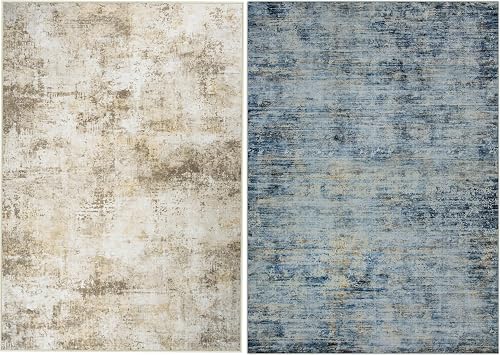 8x10 Area Rugs for Living Room Bedroom Abstract Washable Rug with Anti-Slip Backing Non-Shedding Stain-Resistant Soft Large Carpet for Dining Room Nursery Hallway Indoor Home Office