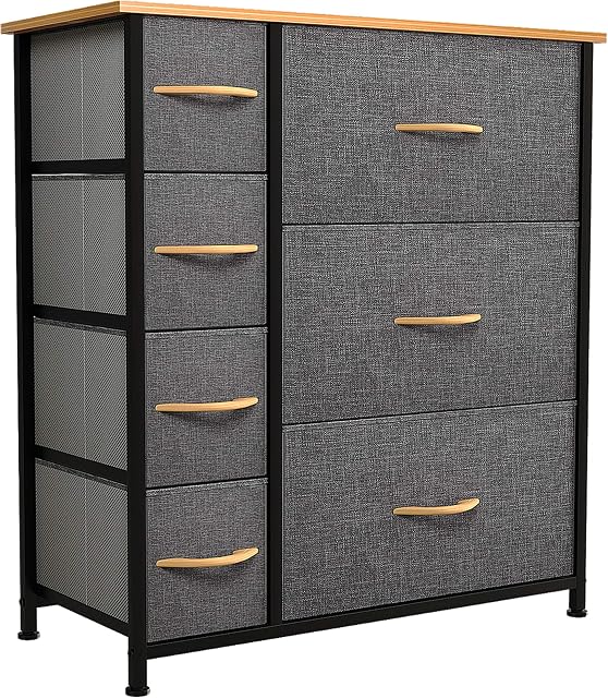 YITAHOME Chest of Drawers, Cationic Fabric 7-Drawer Storage Organizer Unit for Bedroom Living Room Closet, Sturdy Steel Frame, Easy Pull Fabric Bins & Wooden Top, Fabric Dresser