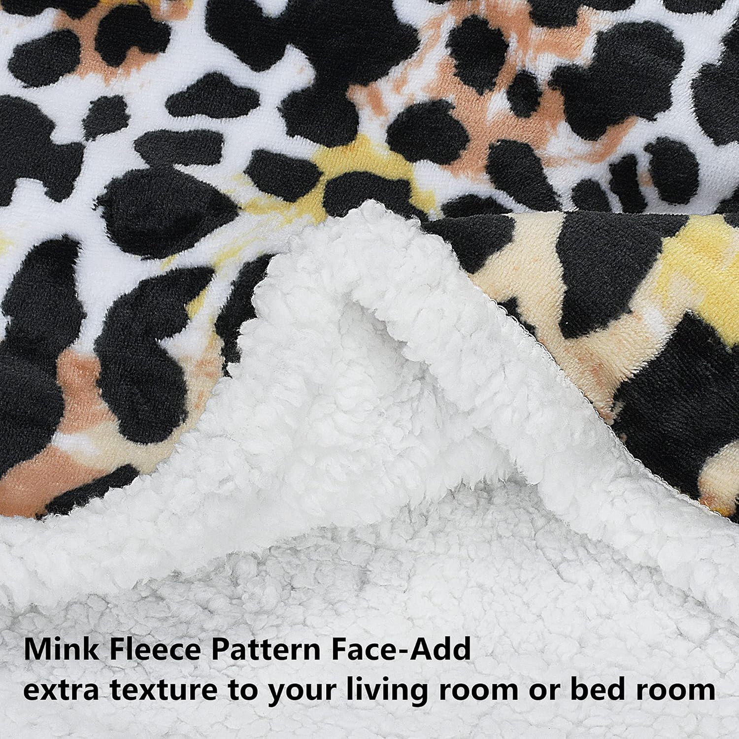 Sherpa Blanket Plush Throw Size 50" x 60" Bedding Fleece Reversible Blanket for Bed and Couch, Super Soft Comfy Warm Fuzzy TV Blankets - Cheetah