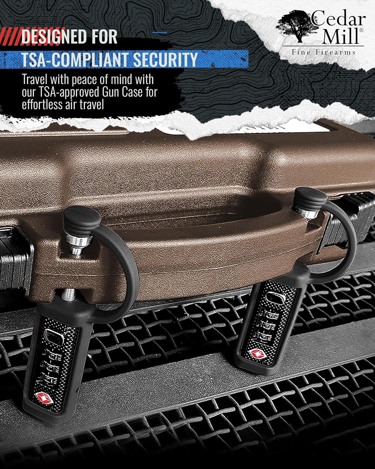 Cedar Mill Fine Firearms Hard Gun Cases for Handguns - TSA Approved Firearm Travel Case and TSA Approved Travel Locks for Luggage, Gym Locker & Guncase Bundle.