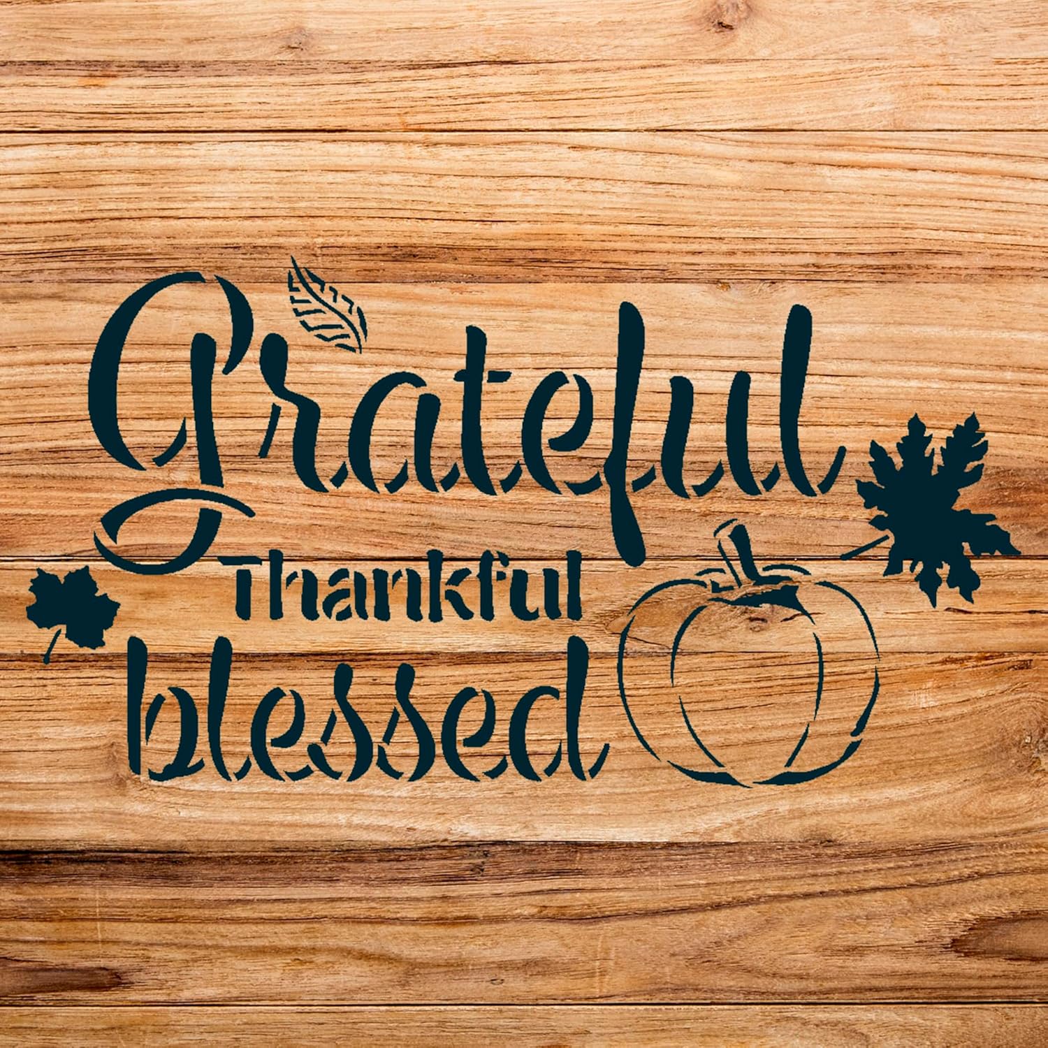 Grateful Thankful Blessed Stencil Pattern for Wood and Canvas, Autumn Decor Template for DIY Crafts and Fall Home Decoration - Size A1 (33.1" x 18.9")
